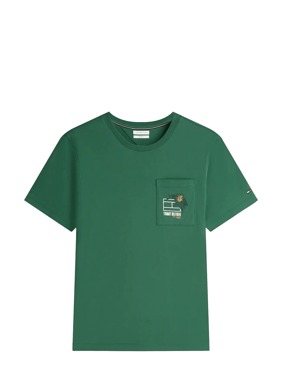 Tommy Hilfiger - SUMMER FLORAL GRAPHIC POCKET TEE - kortærmede t-shirts - street green - 1