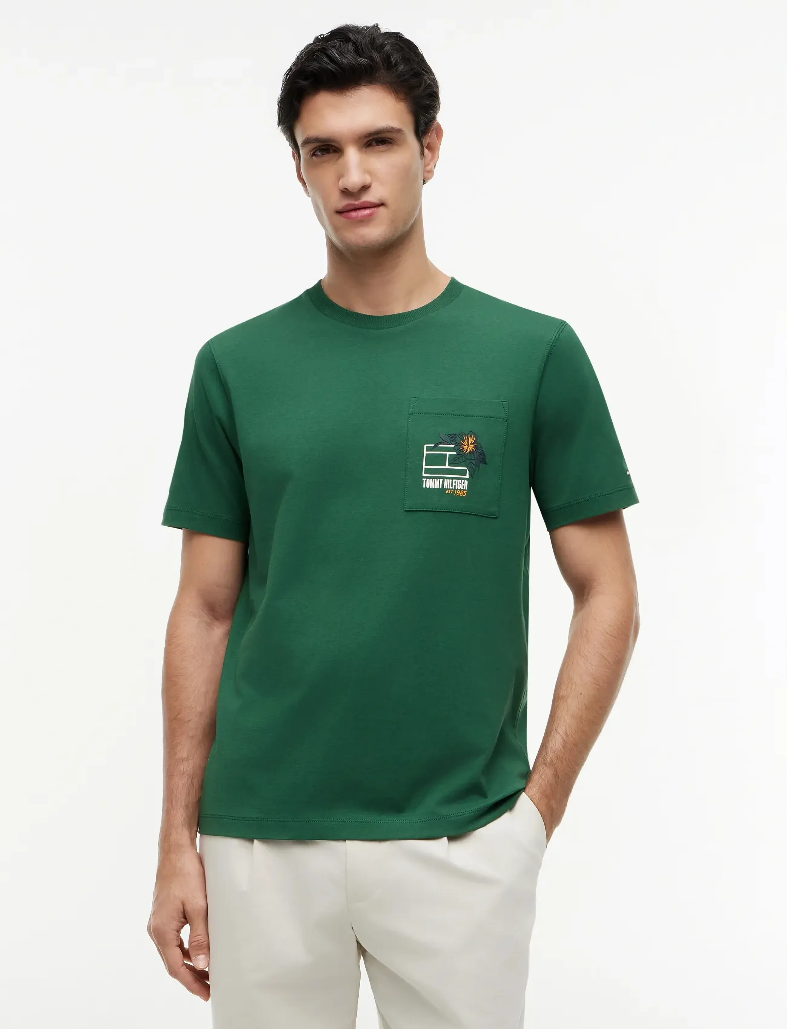 Tommy Hilfiger Summer Floral Graphic Pocket Tee, S, Green, T-Shirts > Kortærmede, Herre