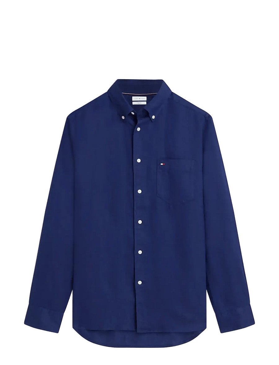 Tommy Hilfiger - PIECE DYE LINEN RF SHIRT - linased särgid - preppy navy - 0