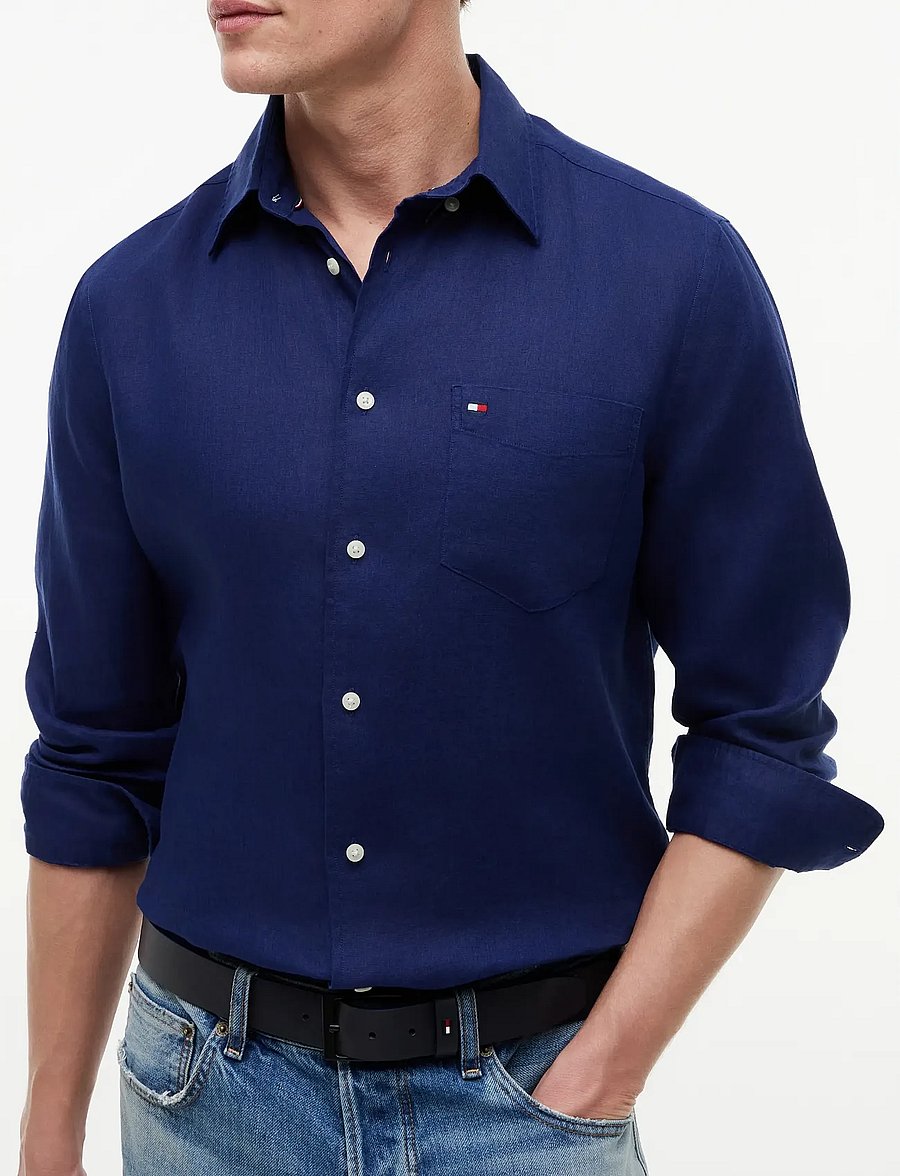 Tommy Hilfiger - PIECE DYE LINEN RF SHIRT - linased särgid - preppy navy - 2
