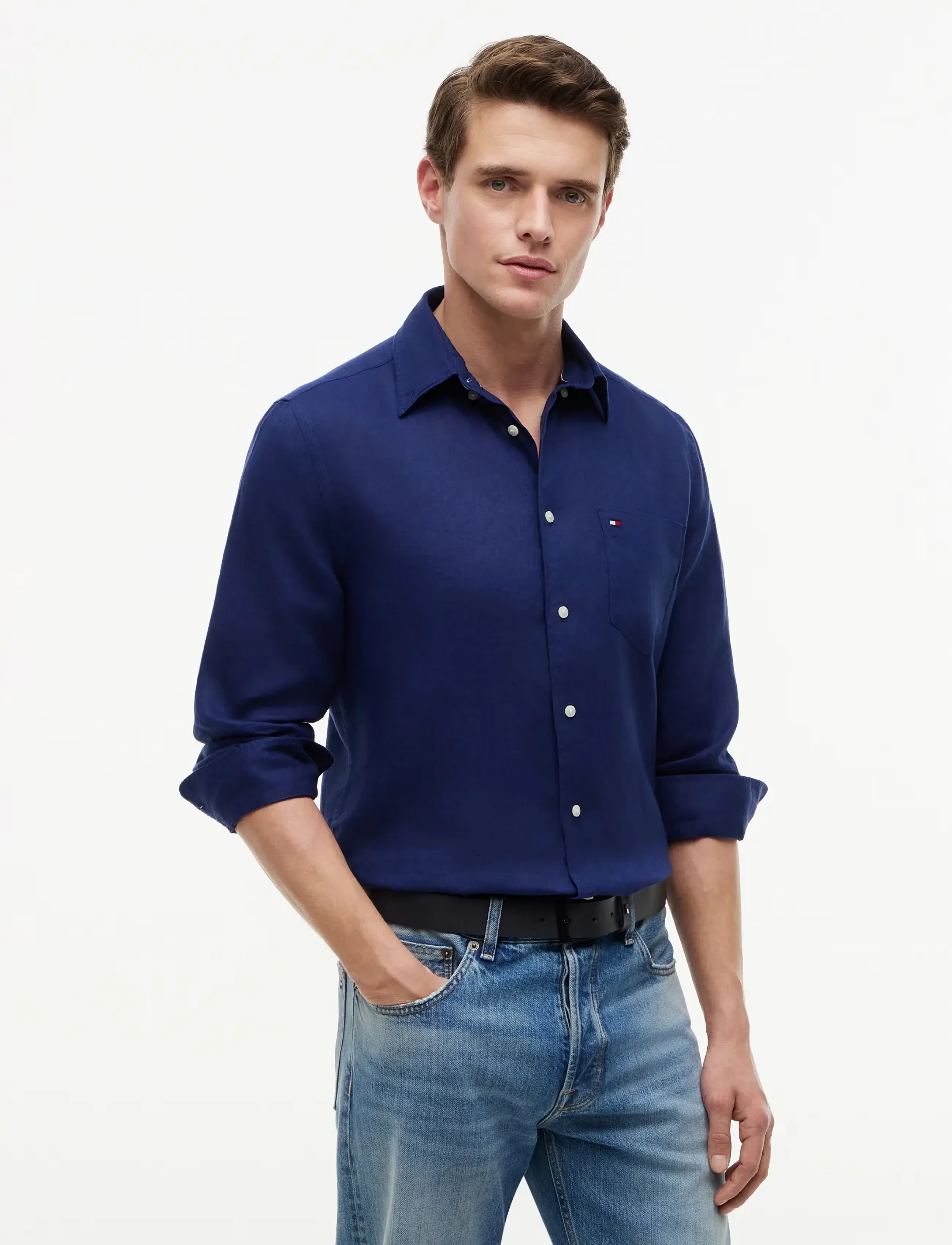 Tommy Hilfiger - PIECE DYE LINEN RF SHIRT - preppy navy - 3
