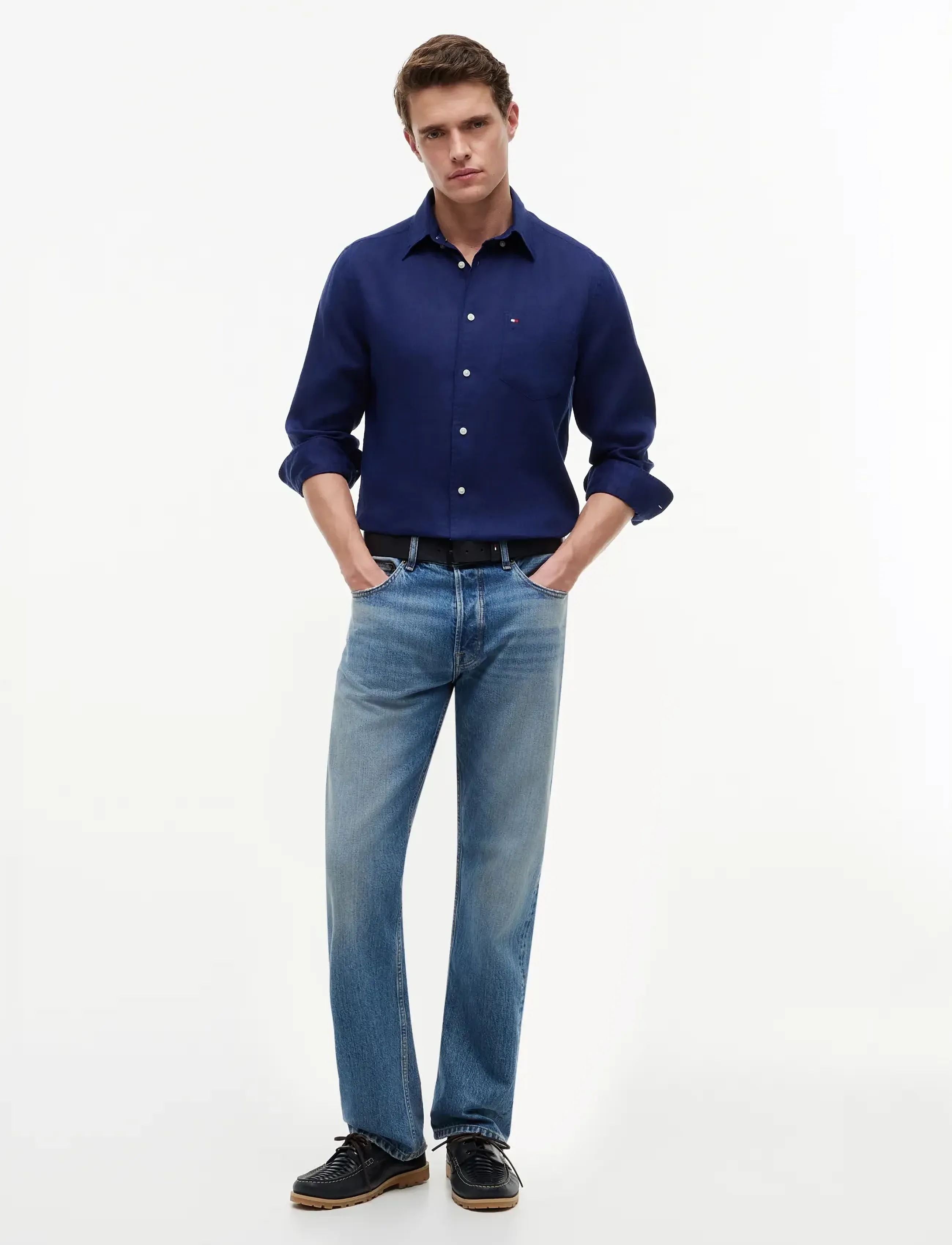 Tommy Hilfiger - PIECE DYE LINEN RF SHIRT - preppy navy - 5
