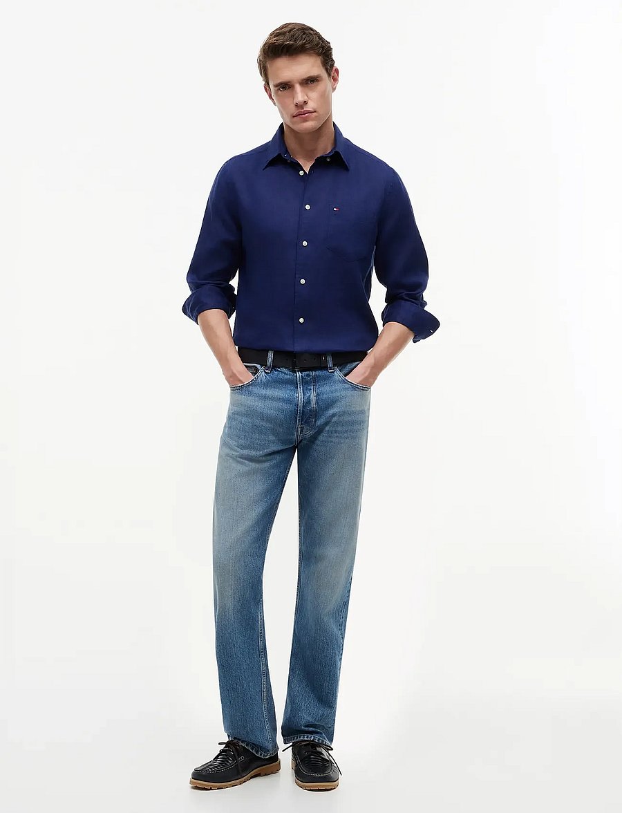Tommy Hilfiger - PIECE DYE LINEN RF SHIRT - linased särgid - preppy navy - 5