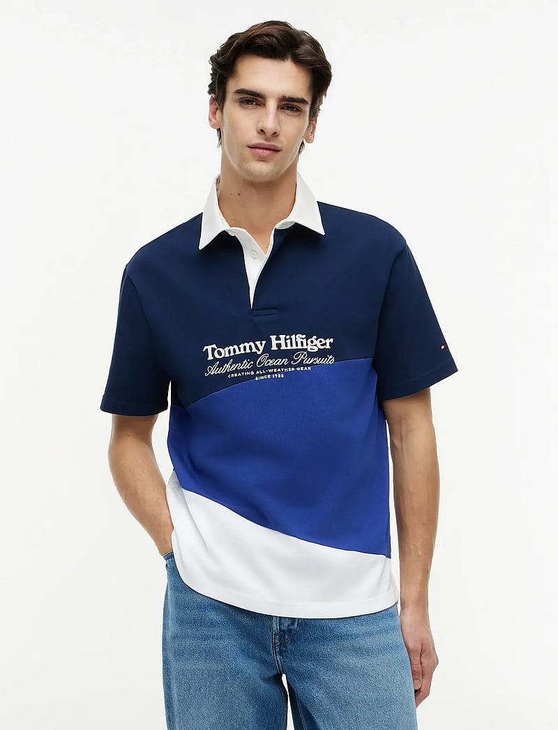 Tommy Hilfiger - GRAPHIC COLORBLOCK CLASSIC POLO - kortærmede poloer - carbon navy multi - 0