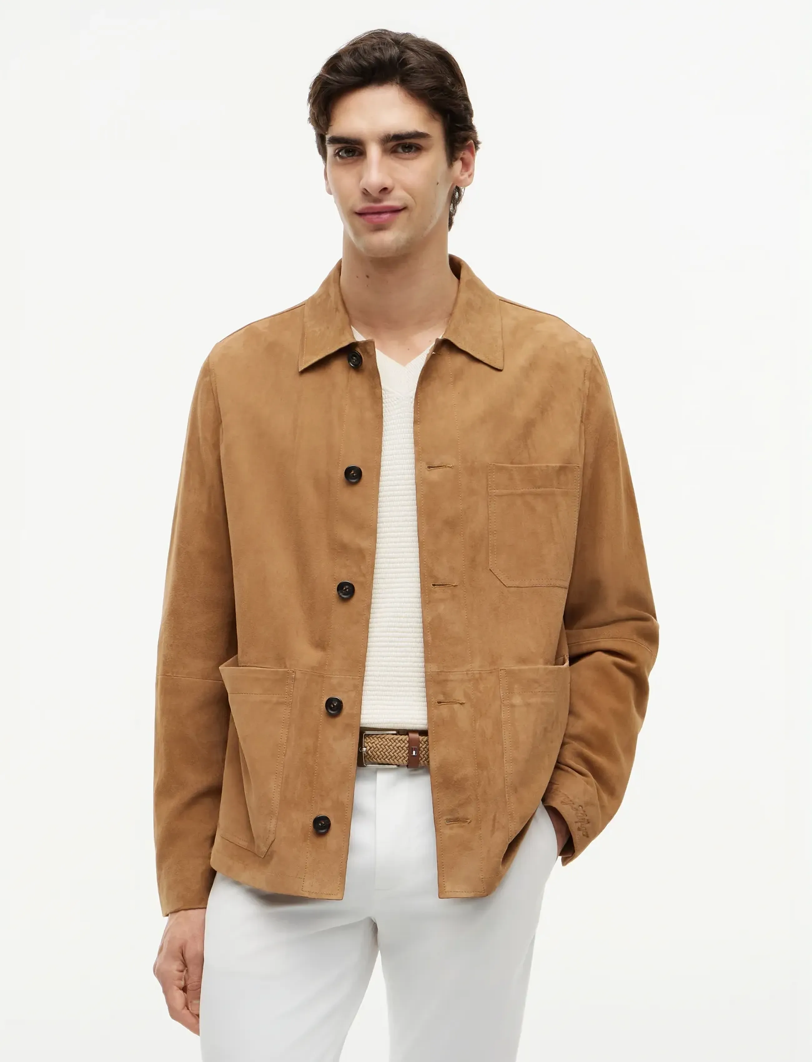 Tommy Hilfiger Suede Chore Jacket, M, Jackets, Braun - Leather, Männerswear