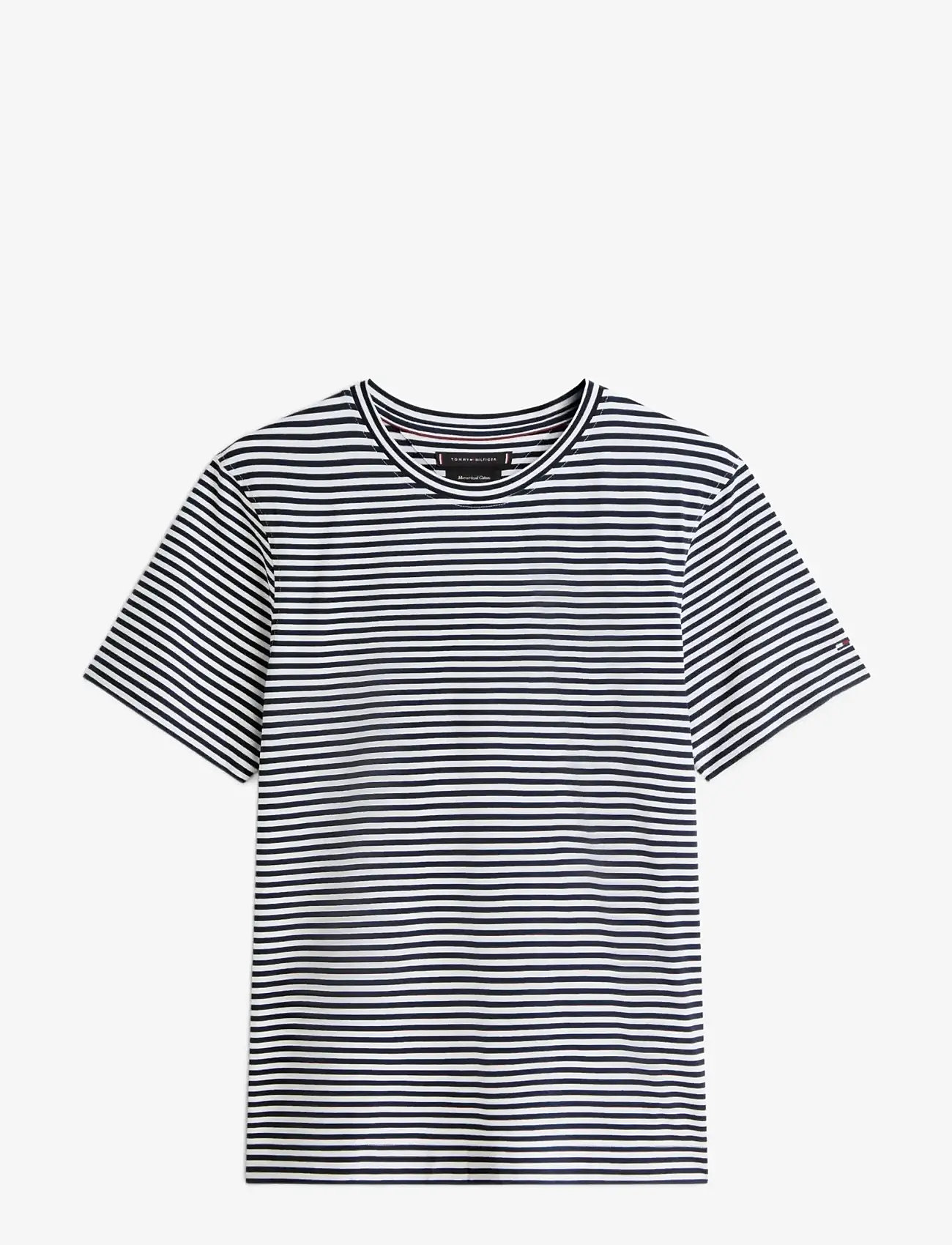 Tommy Hilfiger - DC MERCERIZED STRIPE TEE - kortærmede t-shirts - carbon navy white - 0