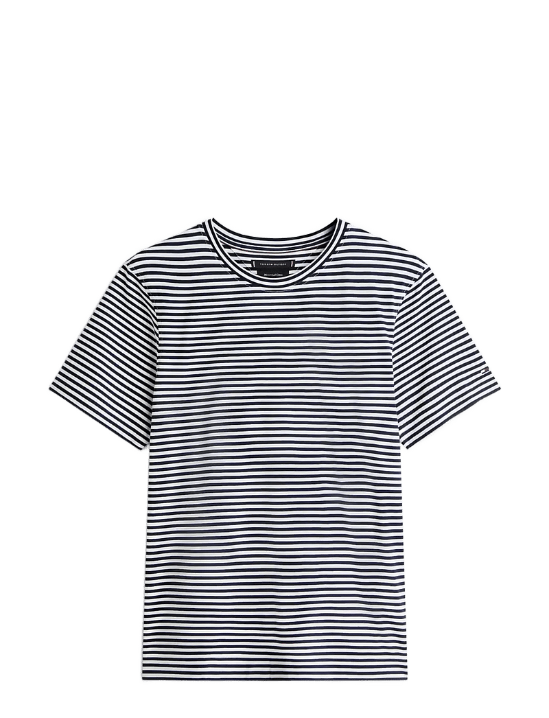 Tommy Hilfiger - DC MERCERIZED STRIPE TEE - kortærmede t-shirts - carbon navy white - 0