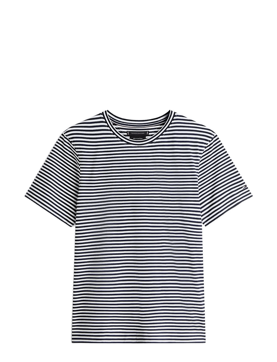 Tommy Hilfiger - DC MERCERIZED STRIPE TEE - kortärmade t-shirts - carbon navy white - 0