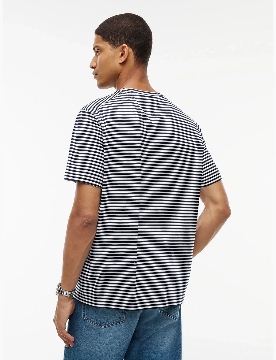 Tommy Hilfiger - DC MERCERIZED STRIPE TEE - kortärmade t-shirts - carbon navy white - 2