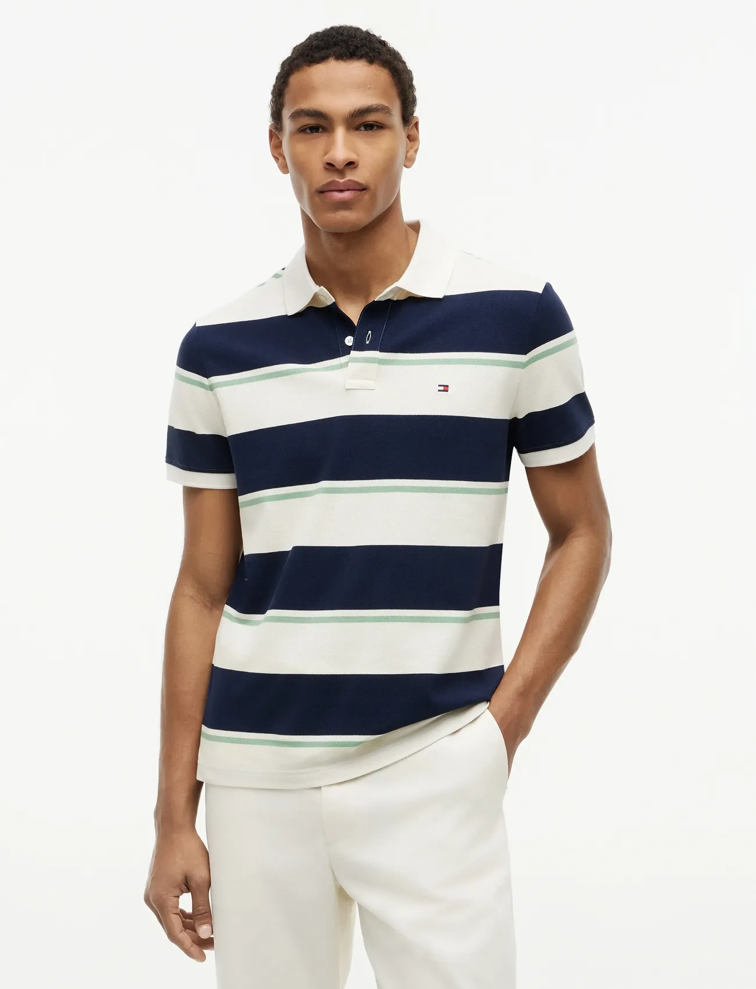 Tommy Hilfiger VARIED ROADMAP STRIPE REG POLO - Shop efter stil - CARBON NAVY   MULTI / multi