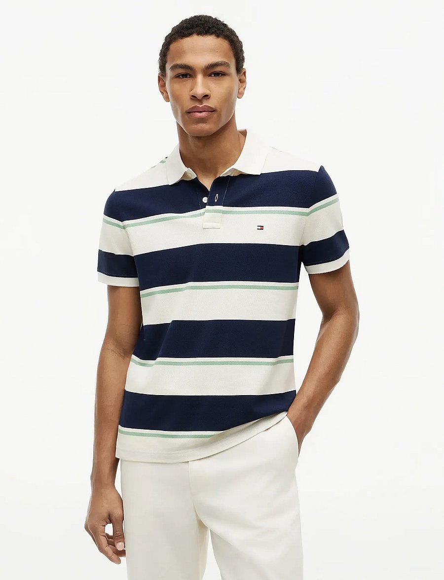 Tommy Hilfiger - VARIED ROADMAP STRIPE REG POLO - kurzärmelig - carbon navy multi - 0