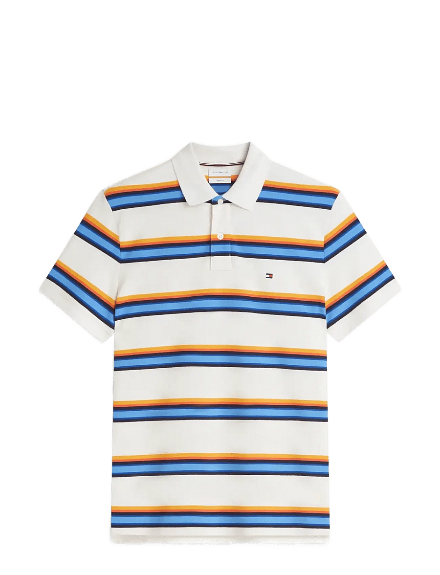 Tommy Hilfiger - VARIED ROADMAP STRIPE REG POLO - kurzärmelig - ivory petal multi - 1
