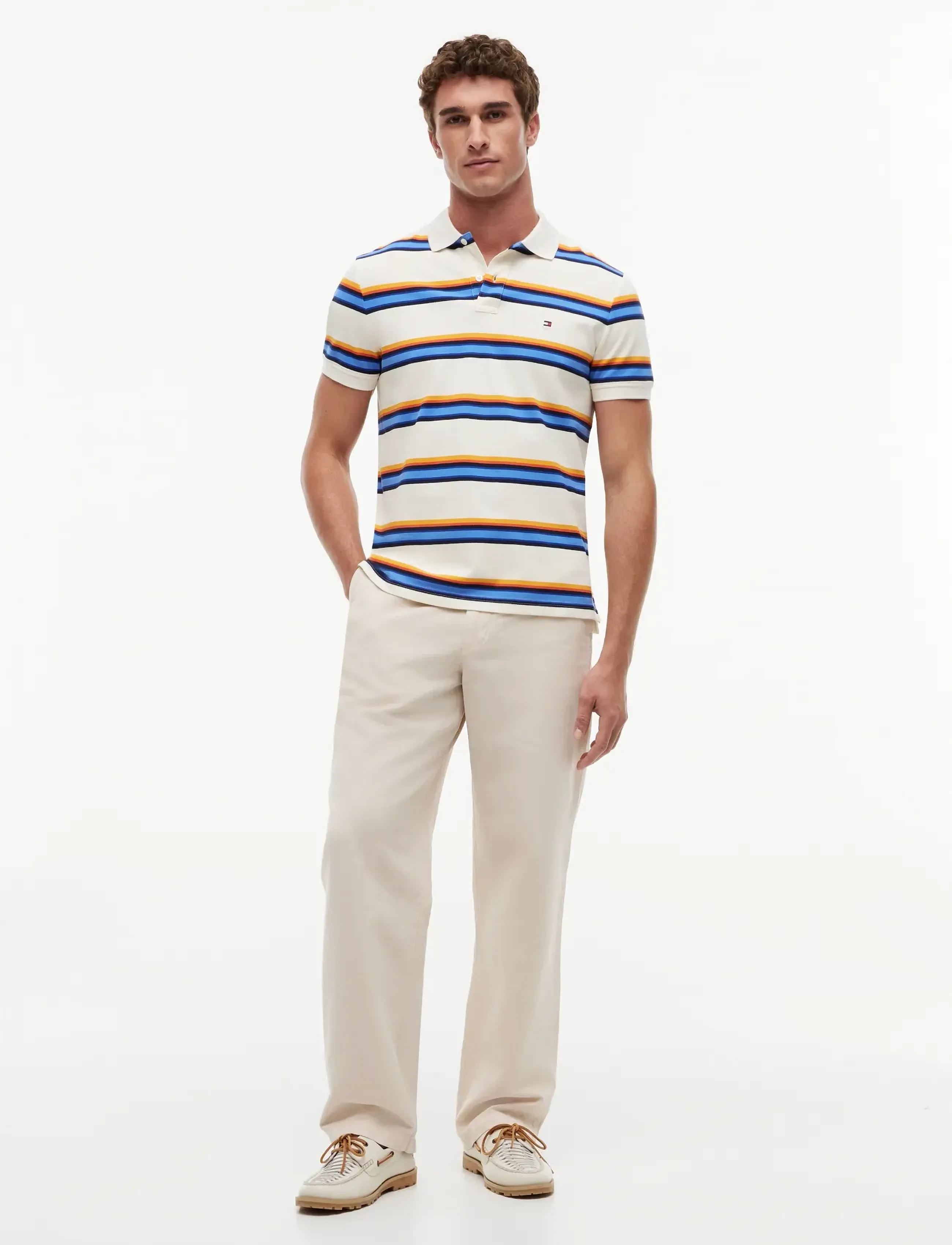 Tommy Hilfiger - VARIED ROADMAP STRIPE REG POLO - short-sleeved polos - ivory petal   multi - 4