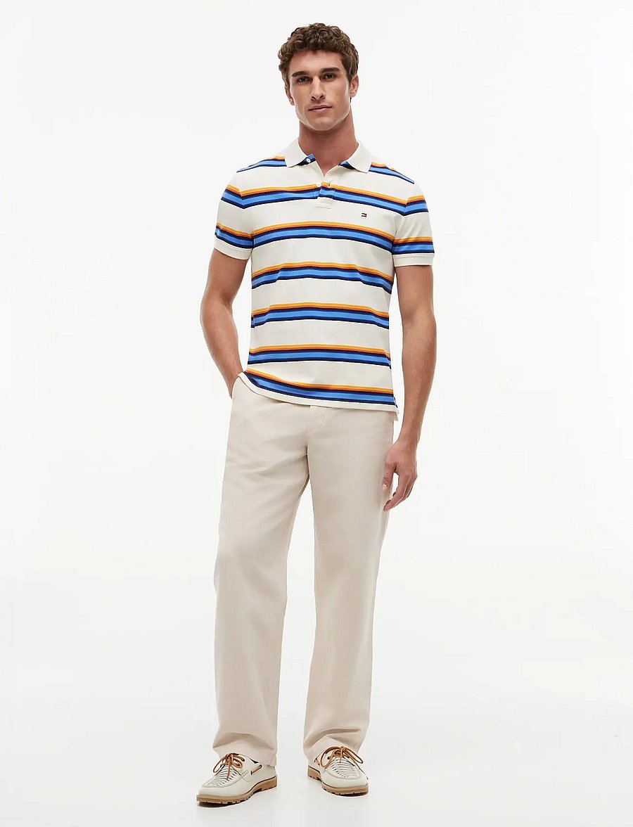 Tommy Hilfiger - VARIED ROADMAP STRIPE REG POLO - kurzärmelig - ivory petal multi - 4