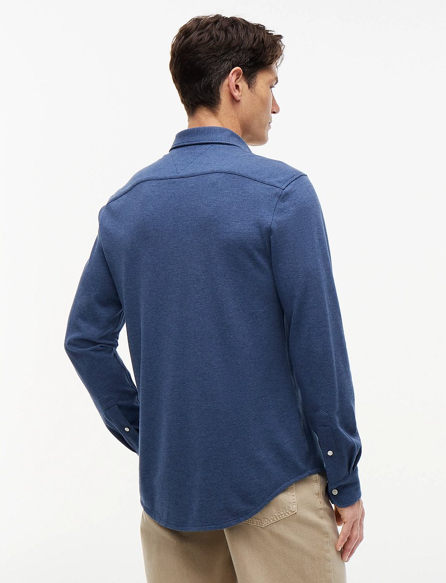 Tommy Hilfiger - KNIT PIQUE FEATHERWEIGHT SF SHT - casual skjortor - dark blue heather - 2