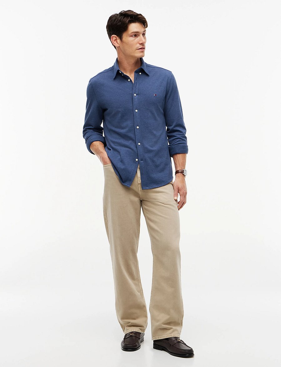 Tommy Hilfiger - KNIT PIQUE FEATHERWEIGHT SF SHT - casual skjortor - dark blue heather - 4