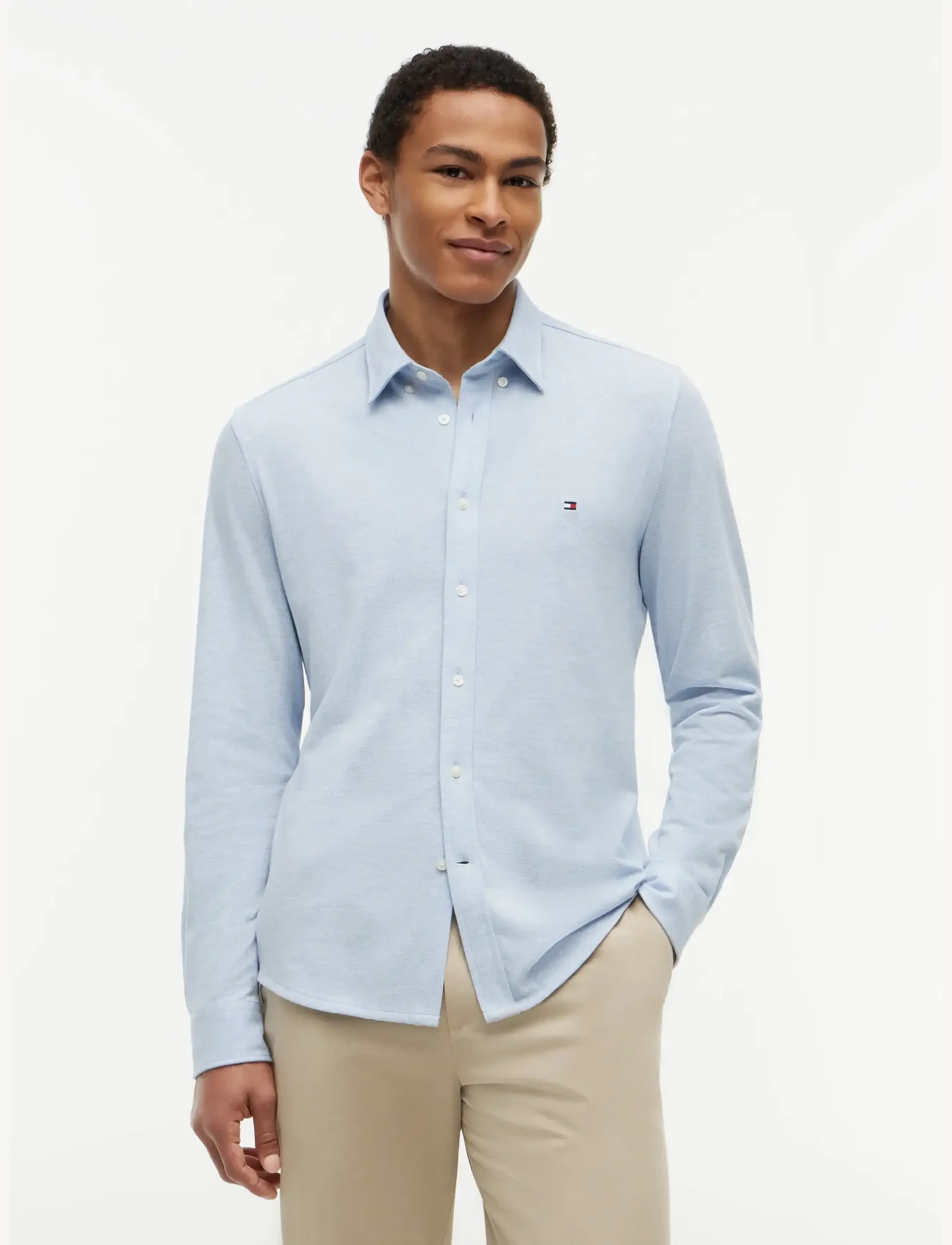 Tommy Hilfiger Knit Pique Featherweight Sf Sht, M, Shirts, Blau - Casual Männerswear