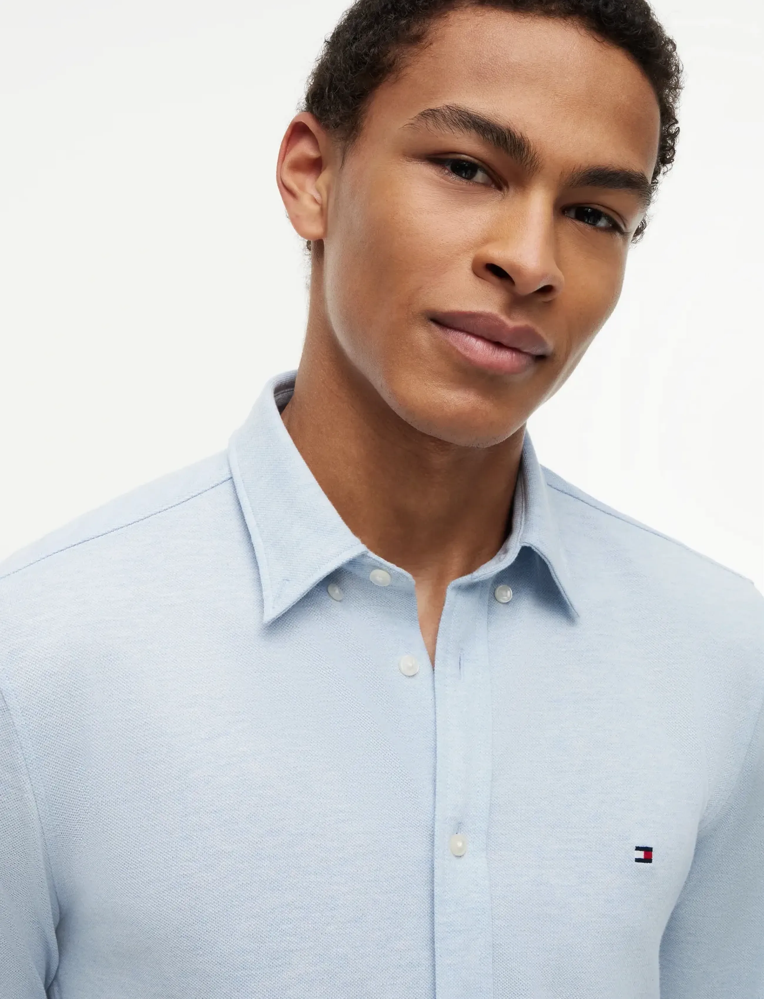 Tommy Hilfiger - KNIT PIQUE FEATHERWEIGHT SF SHT - casual skjorter - light blue heather - 3