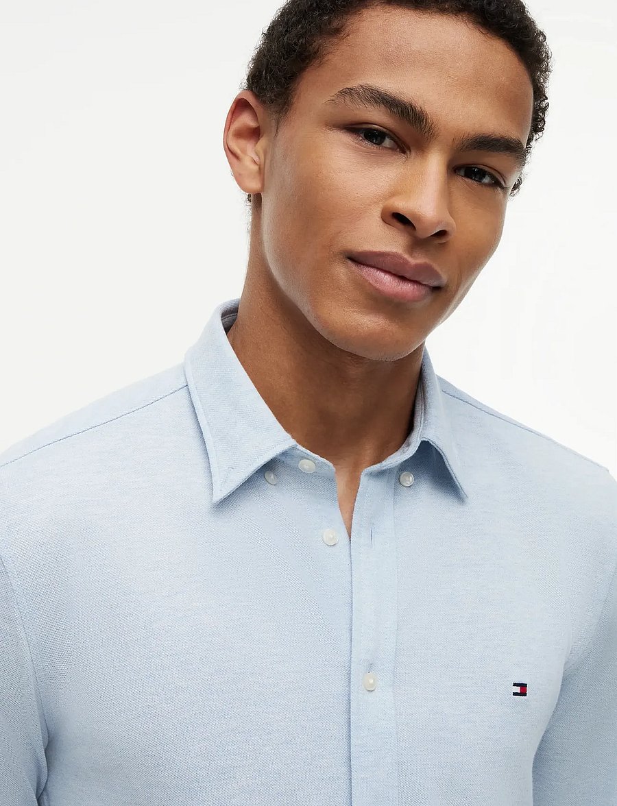 Tommy Hilfiger - KNIT PIQUE FEATHERWEIGHT SF SHT - casual skjorter - light blue heather - 3