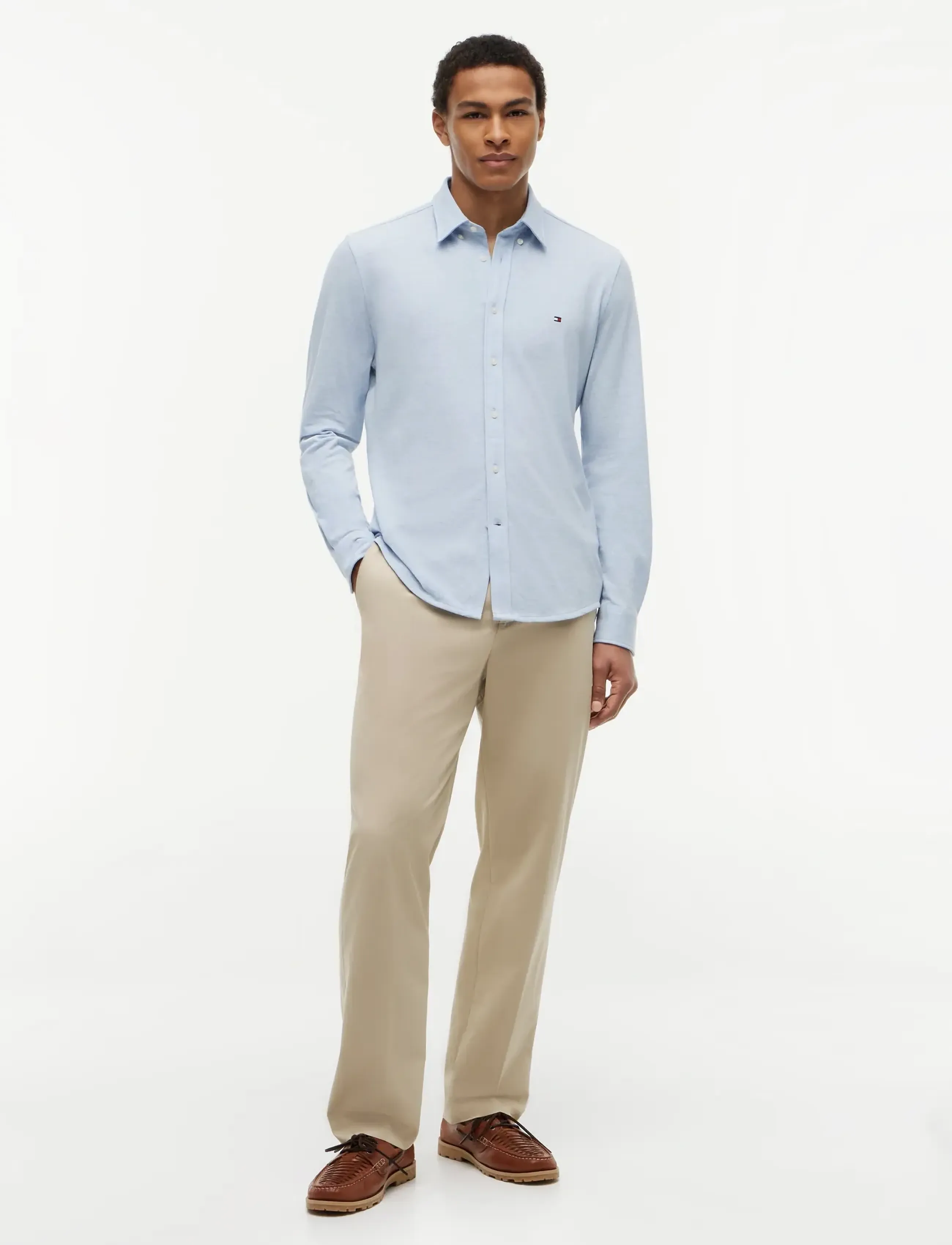 Tommy Hilfiger - KNIT PIQUE FEATHERWEIGHT SF SHT - casual skjorter - light blue heather - 4