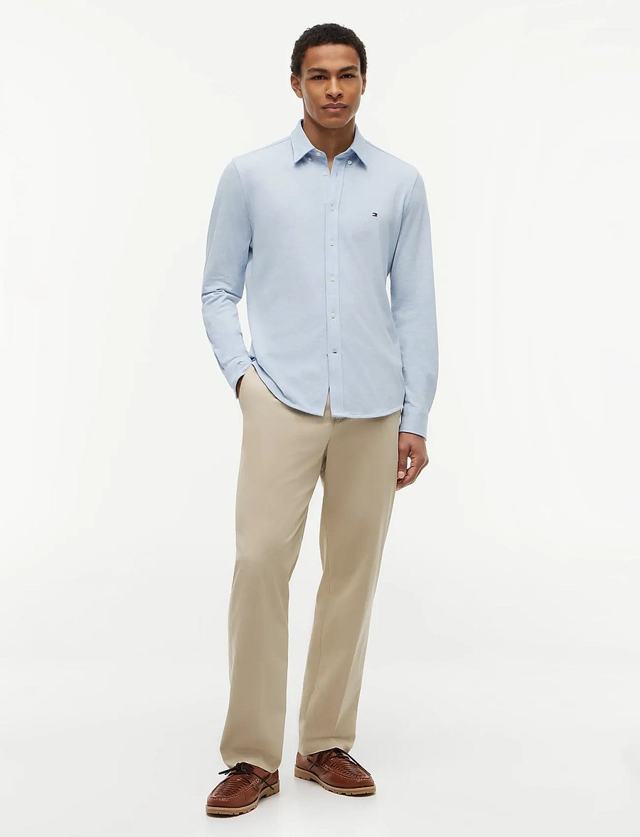 Tommy Hilfiger - KNIT PIQUE FEATHERWEIGHT SF SHT - casual skjorter - light blue heather - 4