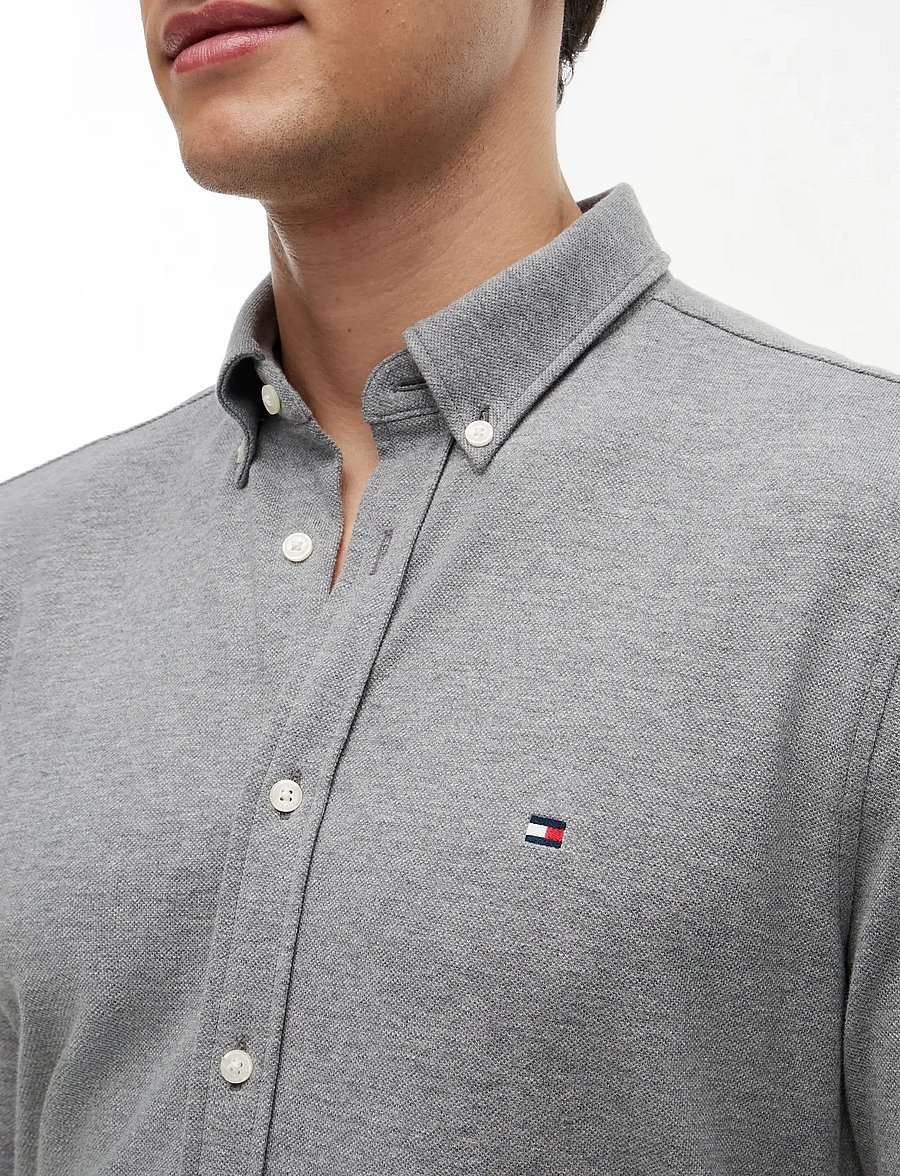 Tommy Hilfiger - KNIT PIQUE FEATHERWEIGHT SF SHT - casual skjorter - medium grey heather - 3