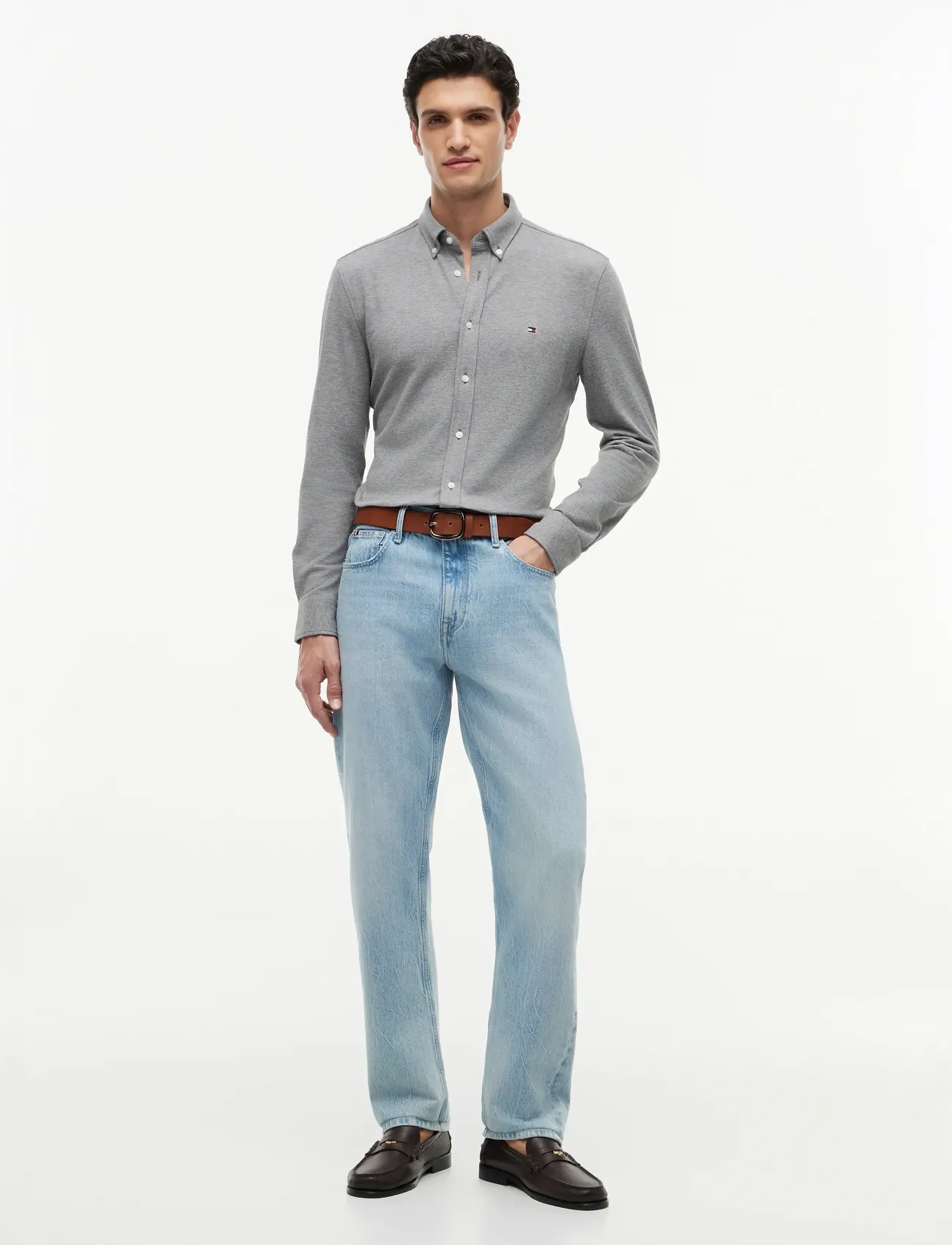 Tommy Hilfiger - KNIT PIQUE FEATHERWEIGHT SF SHT - casual skjorter - medium grey heather - 4