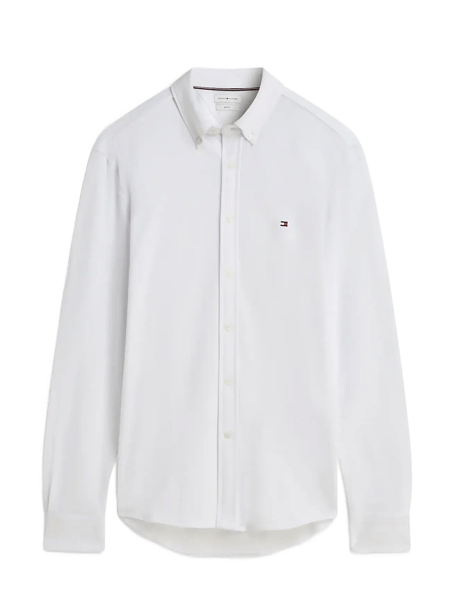 Tommy Hilfiger - KNIT PIQUE FEATHERWEIGHT SF SHT - casual skjorter - white - 0