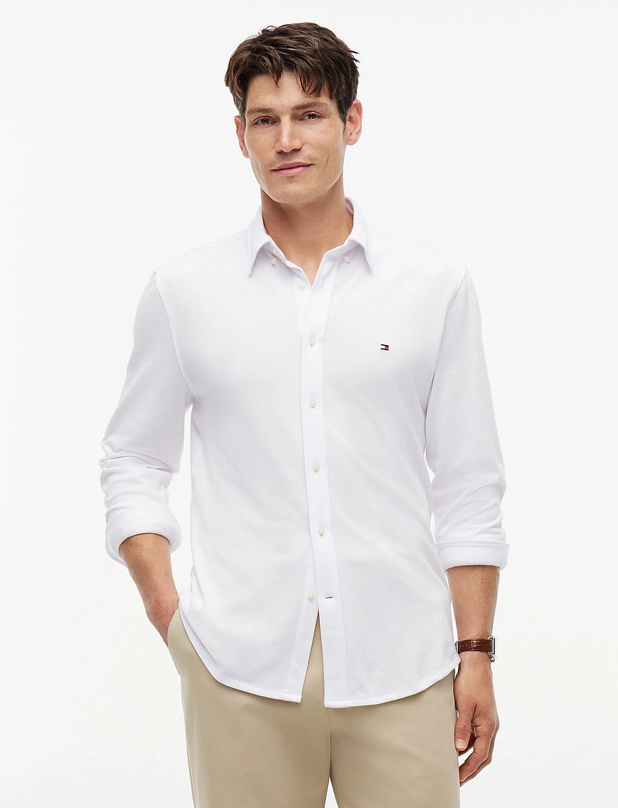 Tommy Hilfiger - KNIT PIQUE FEATHERWEIGHT SF SHT - casual shirts - white - 0