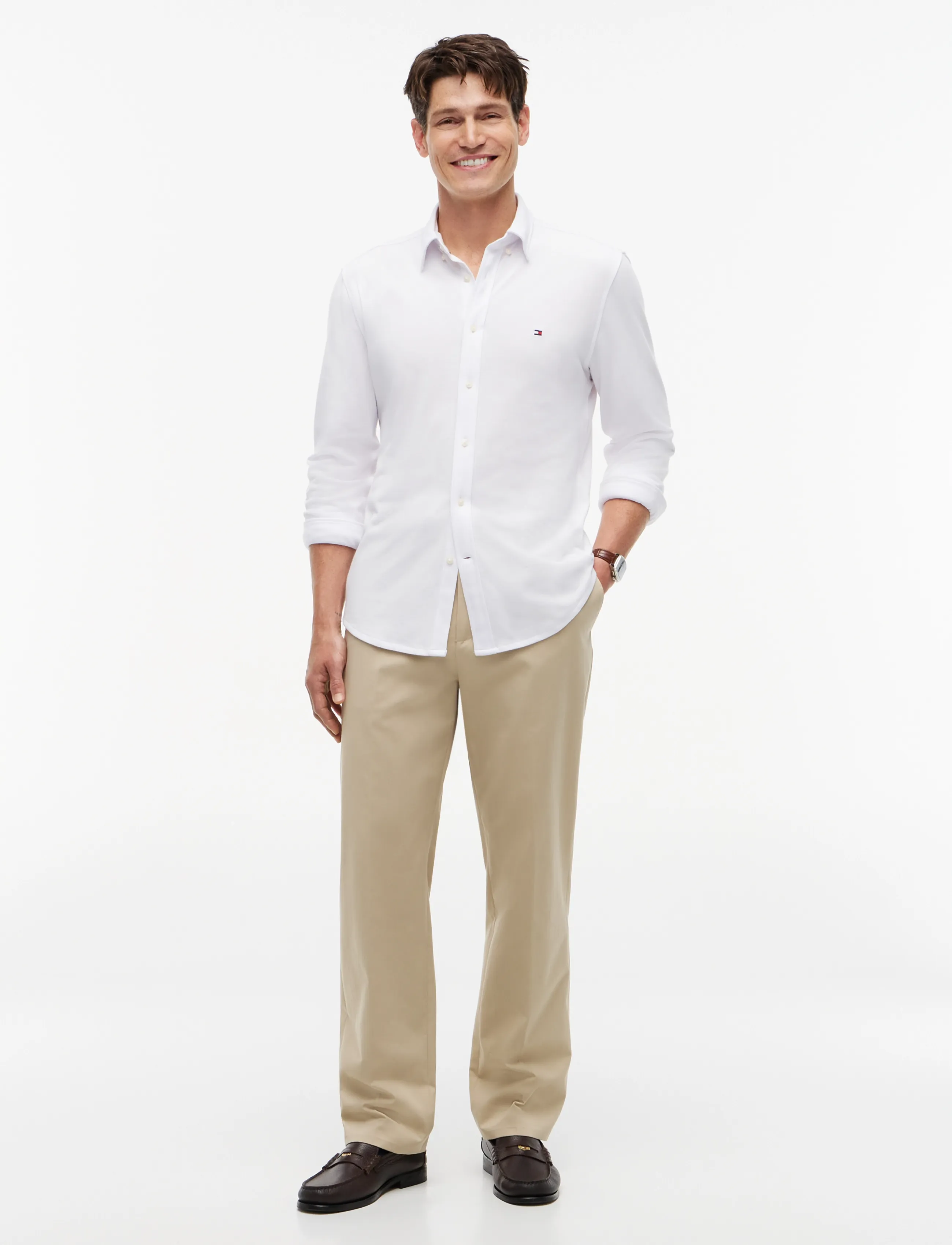 Tommy Hilfiger - KNIT PIQUE FEATHERWEIGHT SF SHT - casual shirts - white - 4