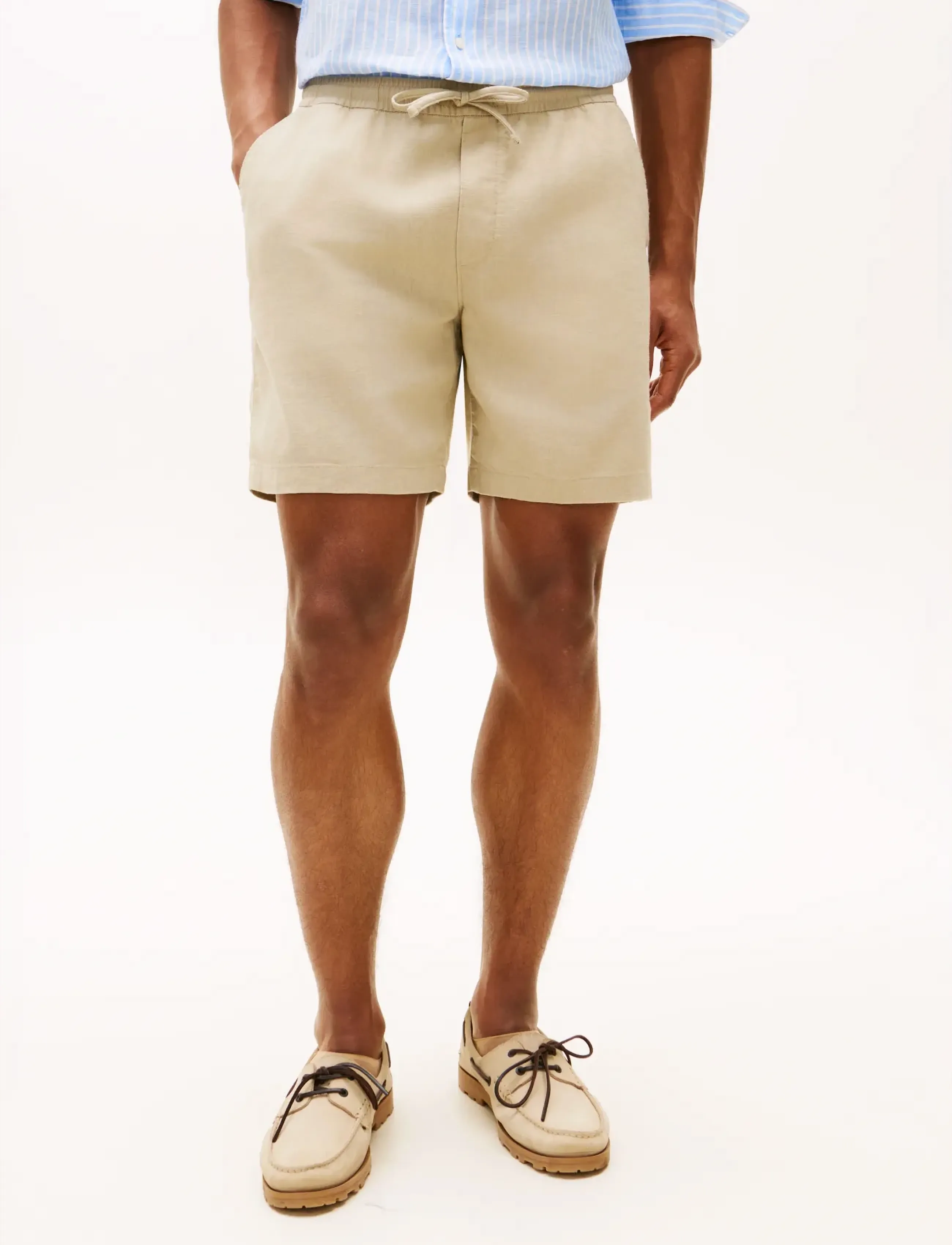 Tommy Hilfiger Dover 8 Po Sorona Linen, Mænd, Hørshorts Med Snøre, Beige, Str: 34