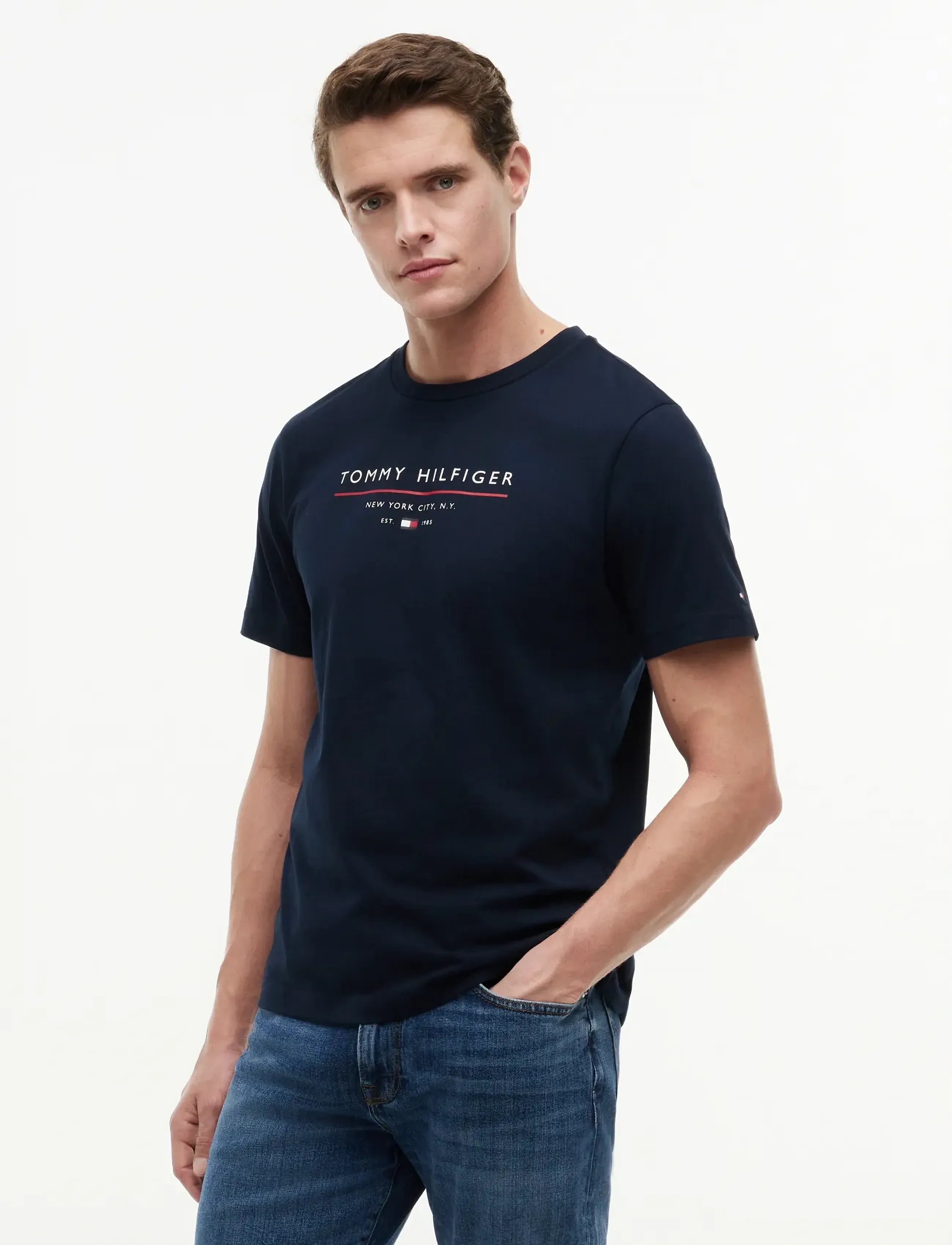 Tommy Hilfiger BRAND LOVE NEW RWB REG TEE - Shop efter stil - DESERT SKY / navy