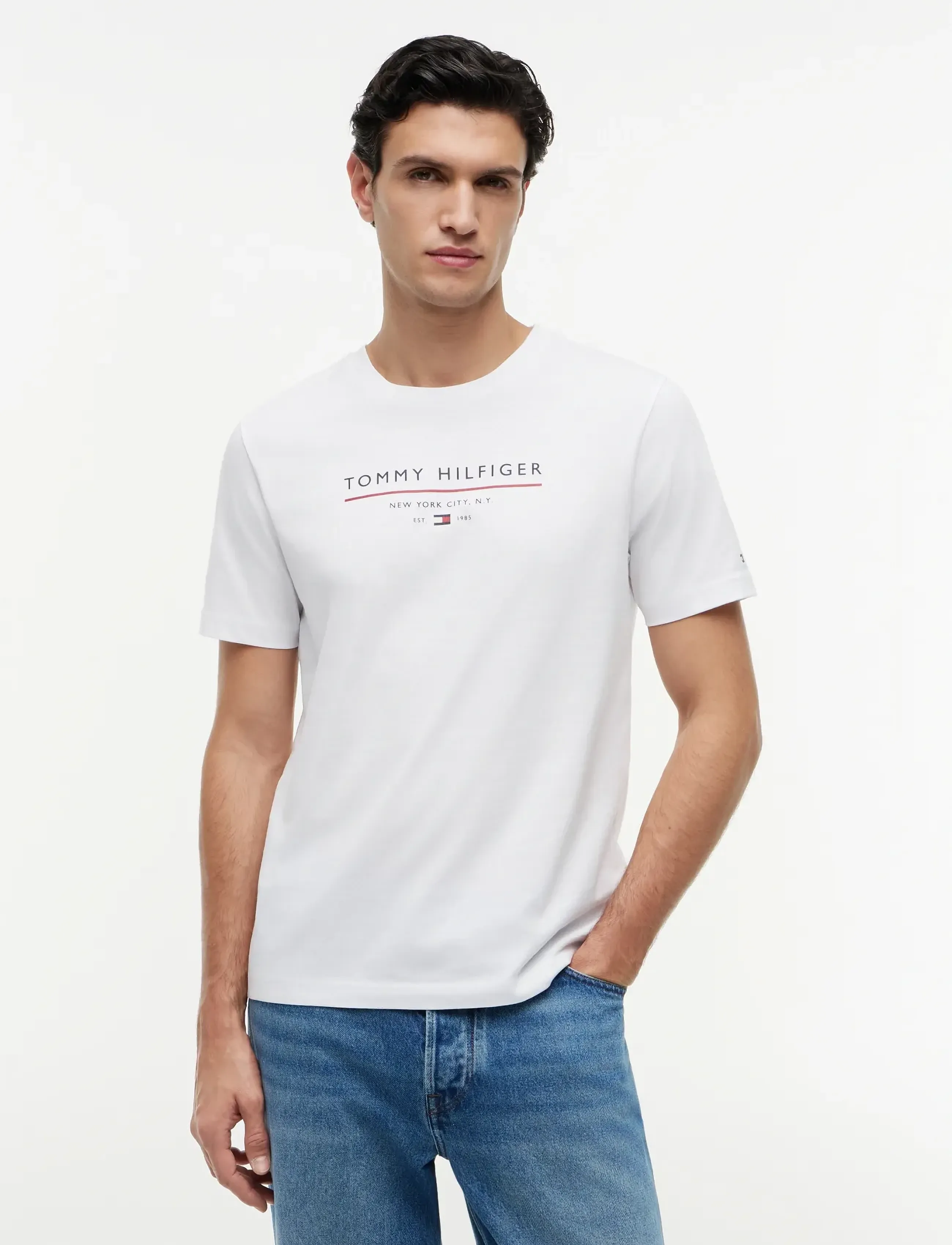 Tommy Hilfiger Brand Love New Rwb Reg Tee, Mænd, Logo T-Shirt, Hvid, Str: XXL