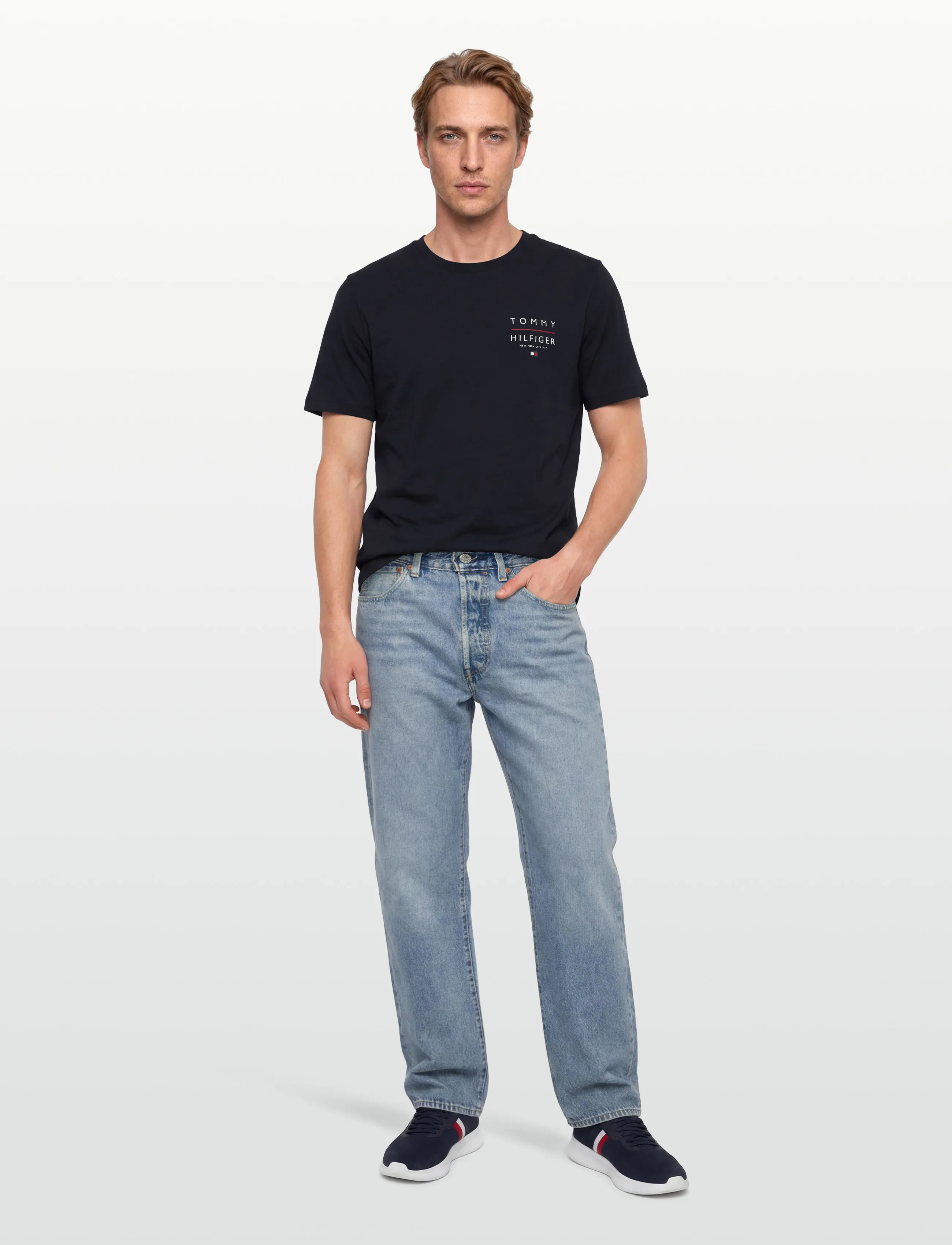 Tommy Hilfiger BRAND LOVE LEFT CHEST RWB TEE - Kortärmade t-shirts - DESERT SKY / navy