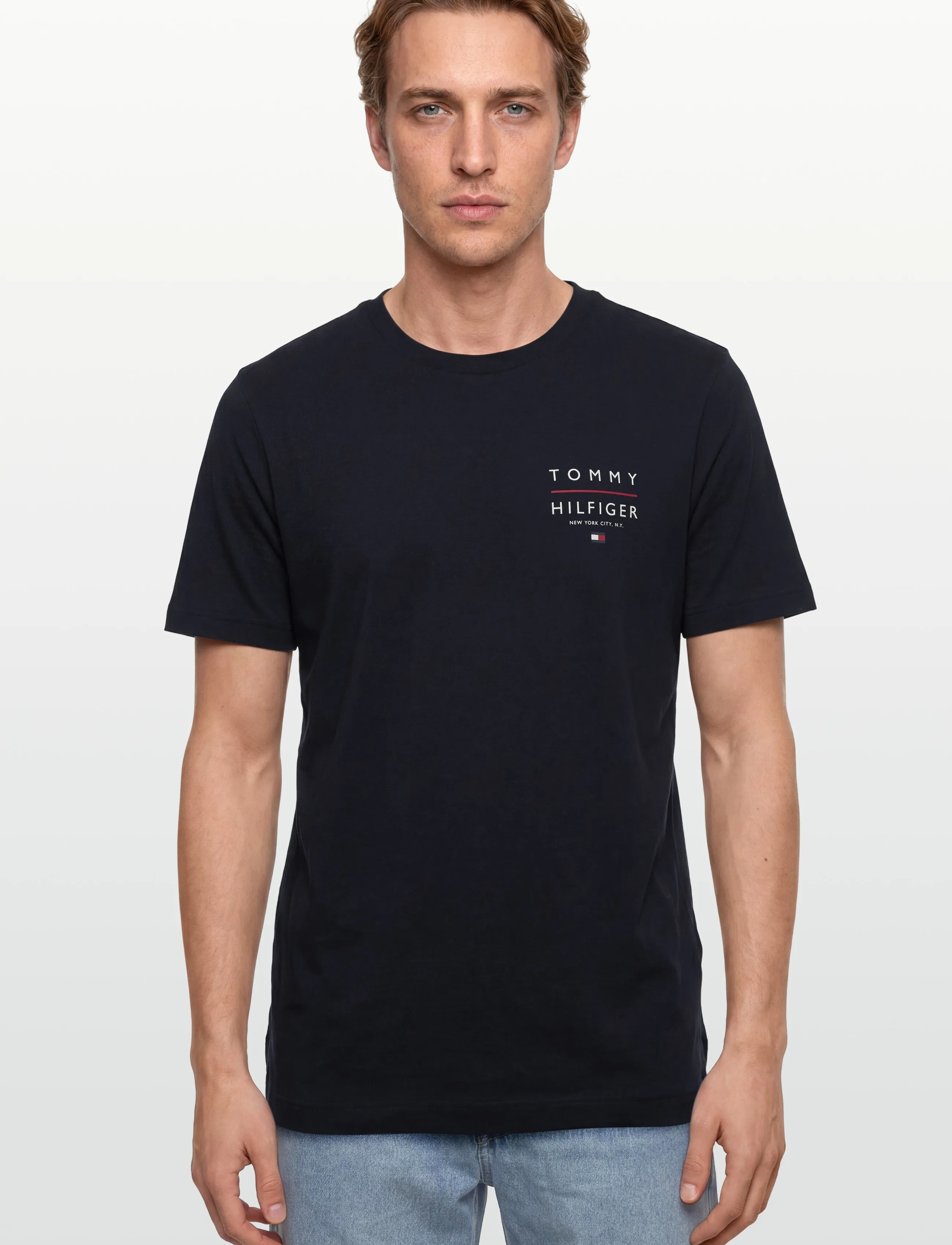Tommy Hilfiger - BRAND LOVE LEFT CHEST RWB TEE - short-sleeved t-shirts - desert sky - 3