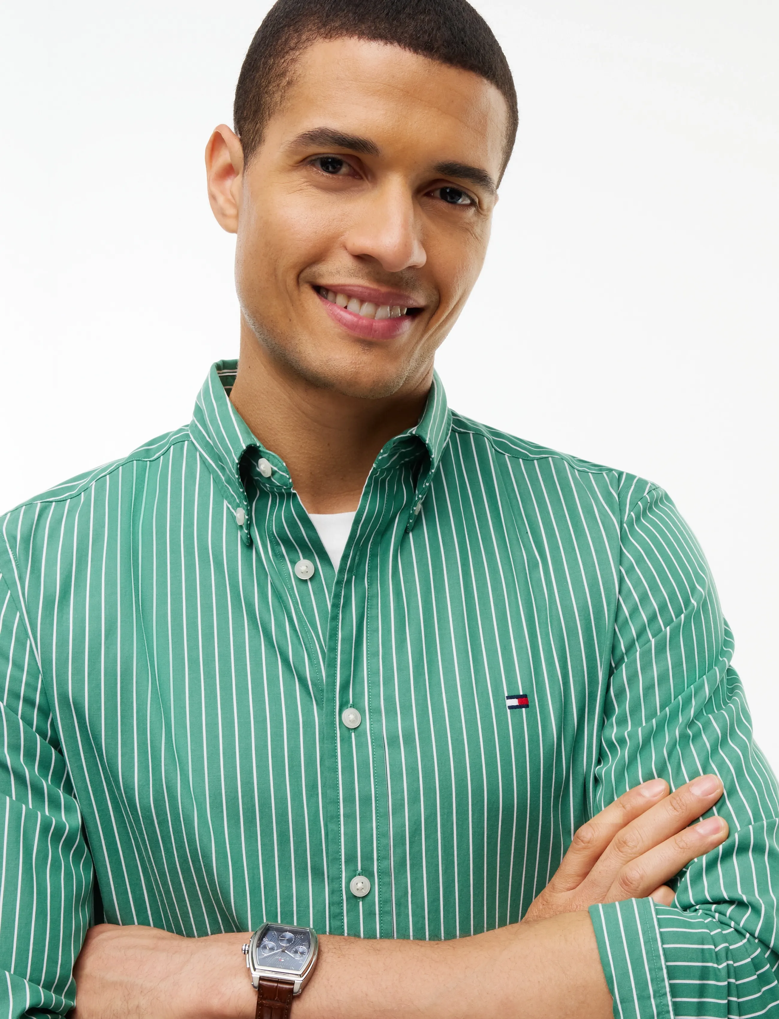 Tommy Hilfiger - FLEX HAIRLINE POPLIN RF SHIRT - alaskan green   stripe - 3