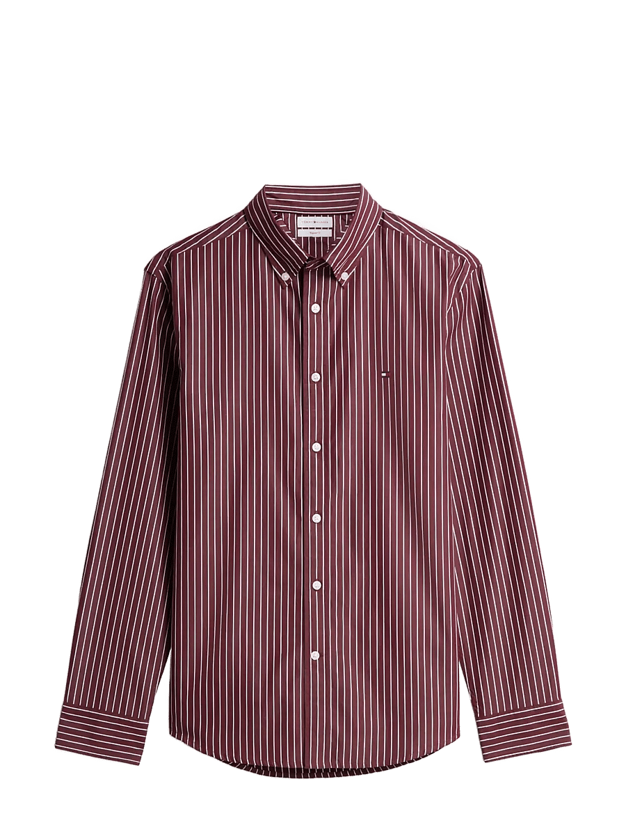 Tommy Hilfiger - FLEX HAIRLINE POPLIN RF SHIRT - gestreifte hemden - deep rouge stripe - 1