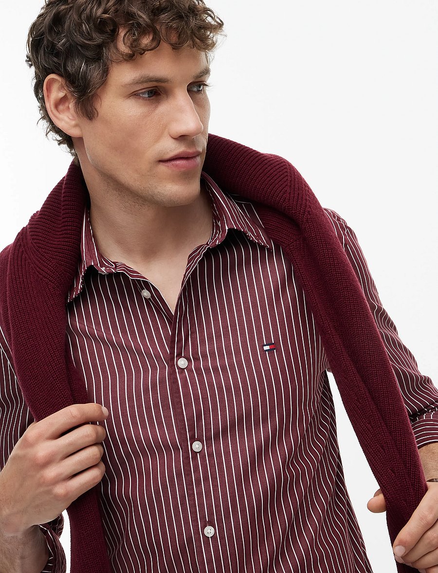 Tommy Hilfiger - FLEX HAIRLINE POPLIN RF SHIRT - gestreifte hemden - deep rouge stripe - 3