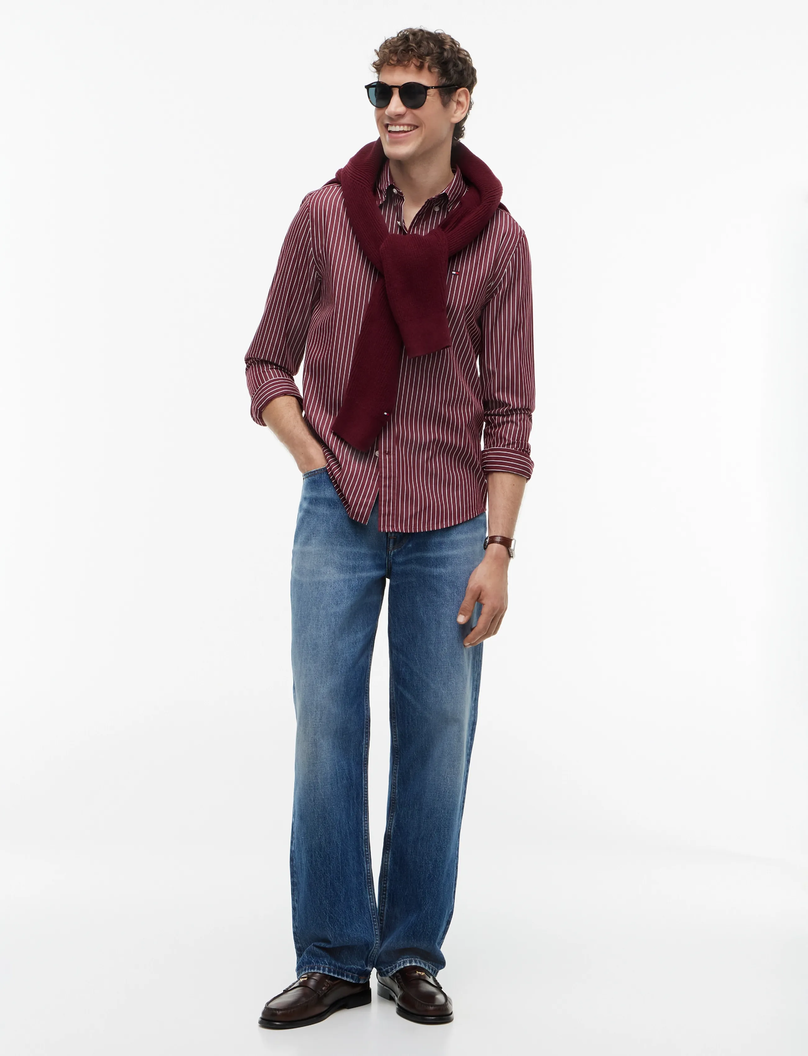Tommy Hilfiger - FLEX HAIRLINE POPLIN RF SHIRT - gestreifte hemden - deep rouge   stripe - 4