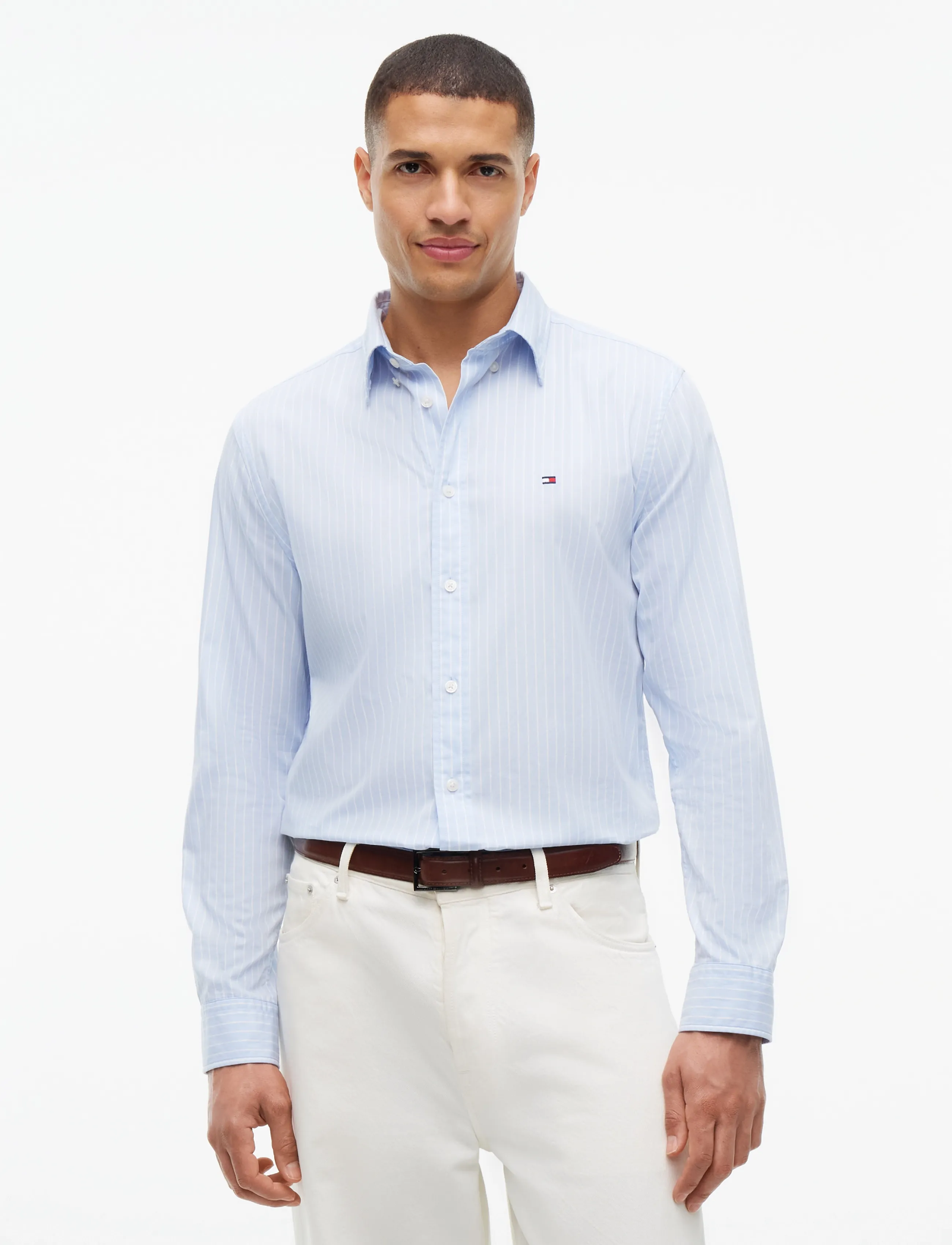 Tommy Hilfiger FLEX HAIRLINE POPLIN RF SHIRT - Gestreifte Hemden - SWEET BLUE   STRIPE / blue