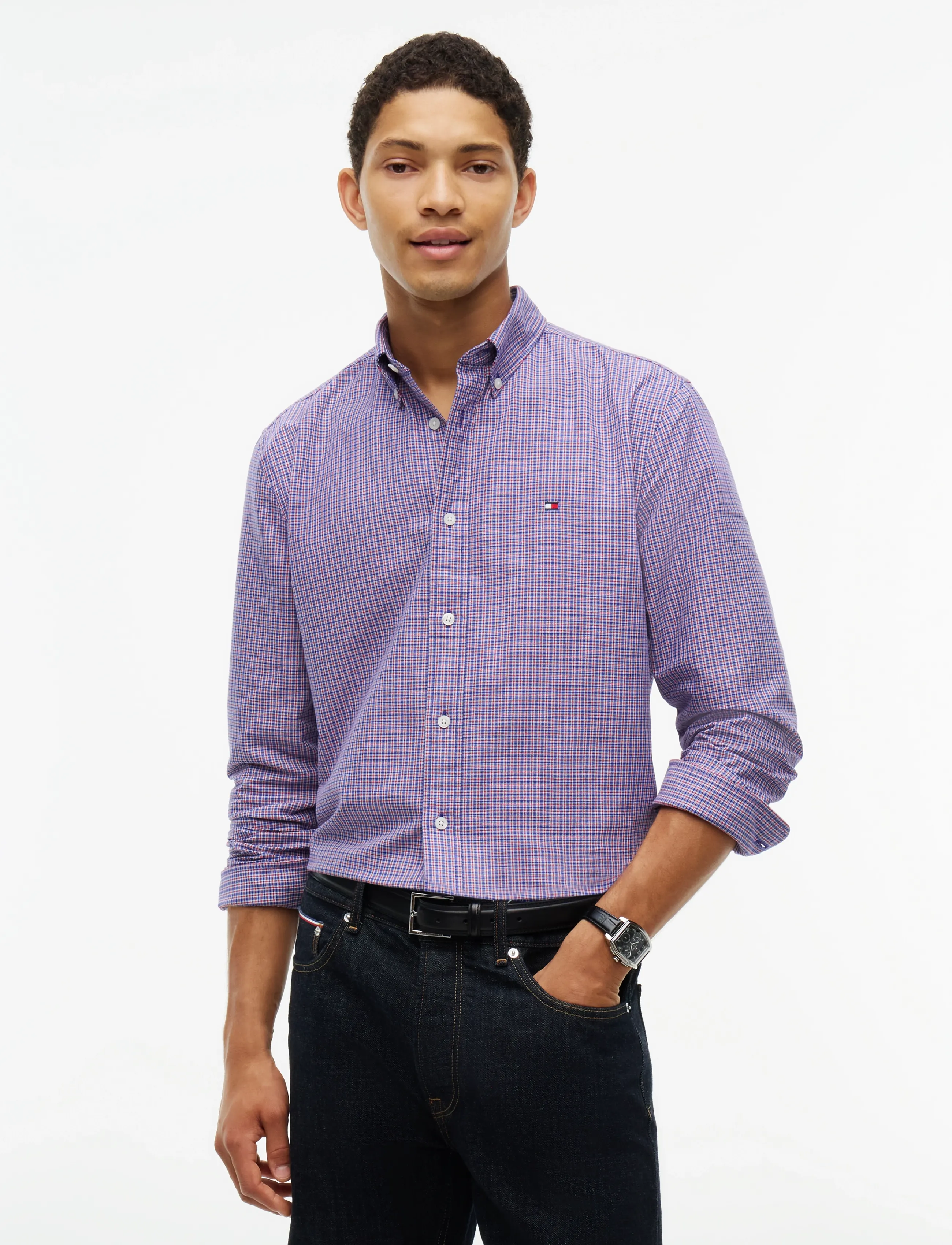 Tommy Hilfiger HERITAGE OXFORD TARTAN RF SHIRT - Nach Stil kaufen - MEDIUM RED   CHECK / purple