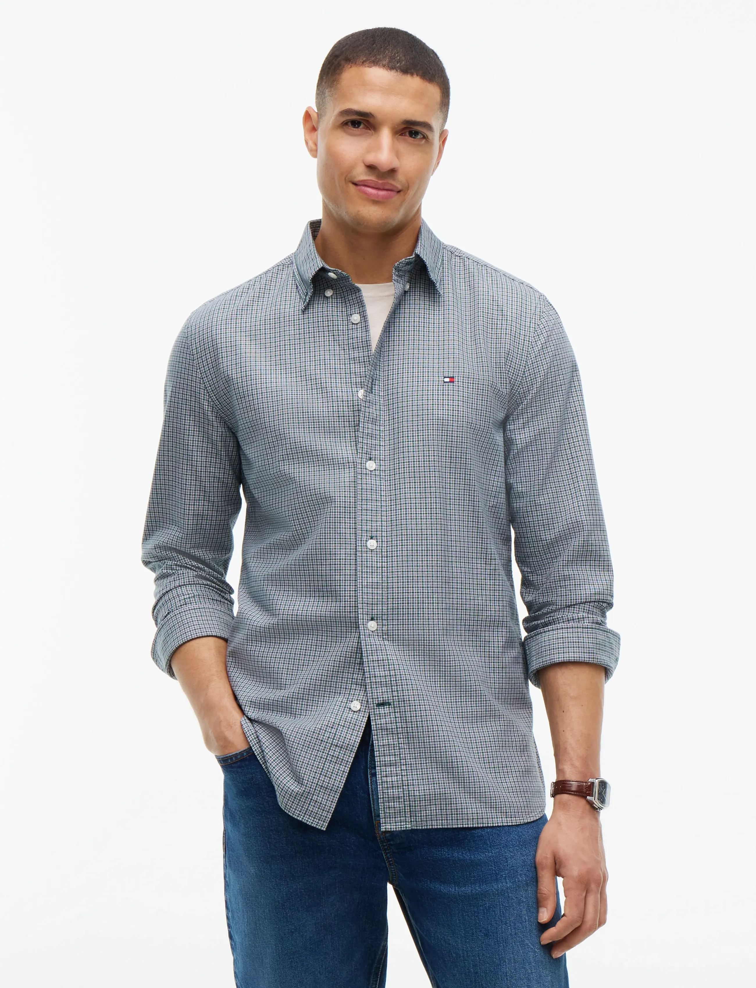 Tommy Hilfiger HERITAGE OXFORD TARTAN RF SHIRT - Tøj - ORNAMENTAL GREEN   CHECK / green
