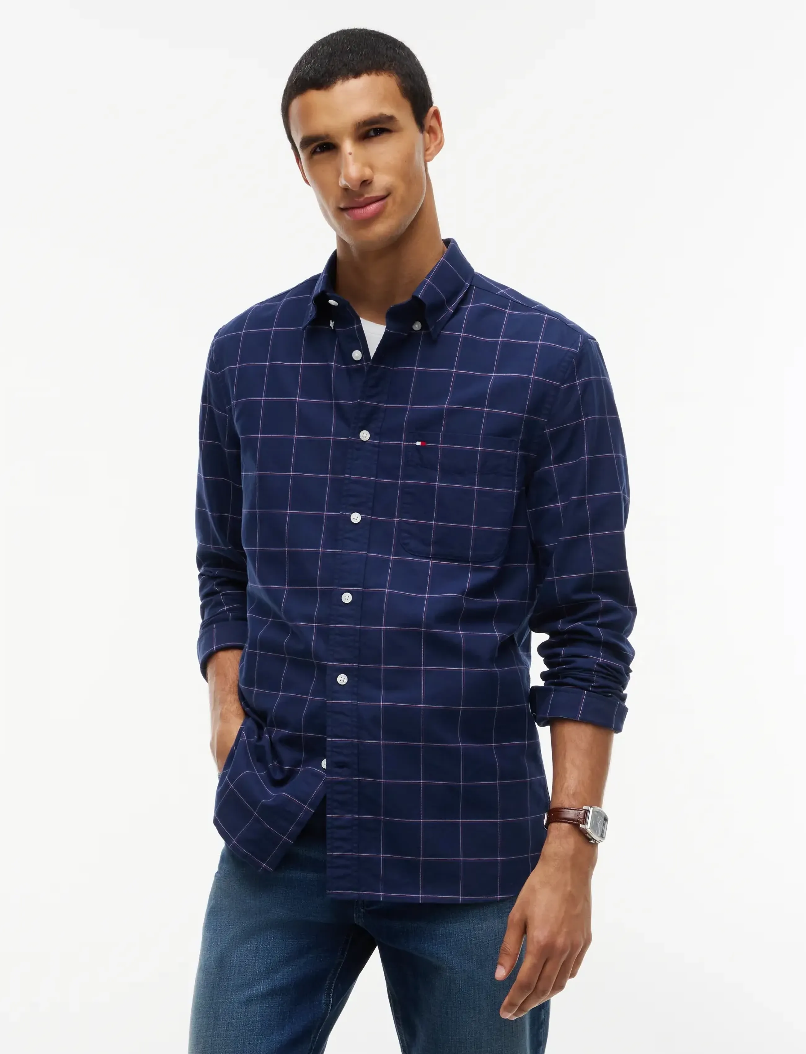 Tommy Hilfiger HERITAGE OXF SEAS CHECK RF SHIRT - Kleidung - CARBON NAVY   CHECK / navy