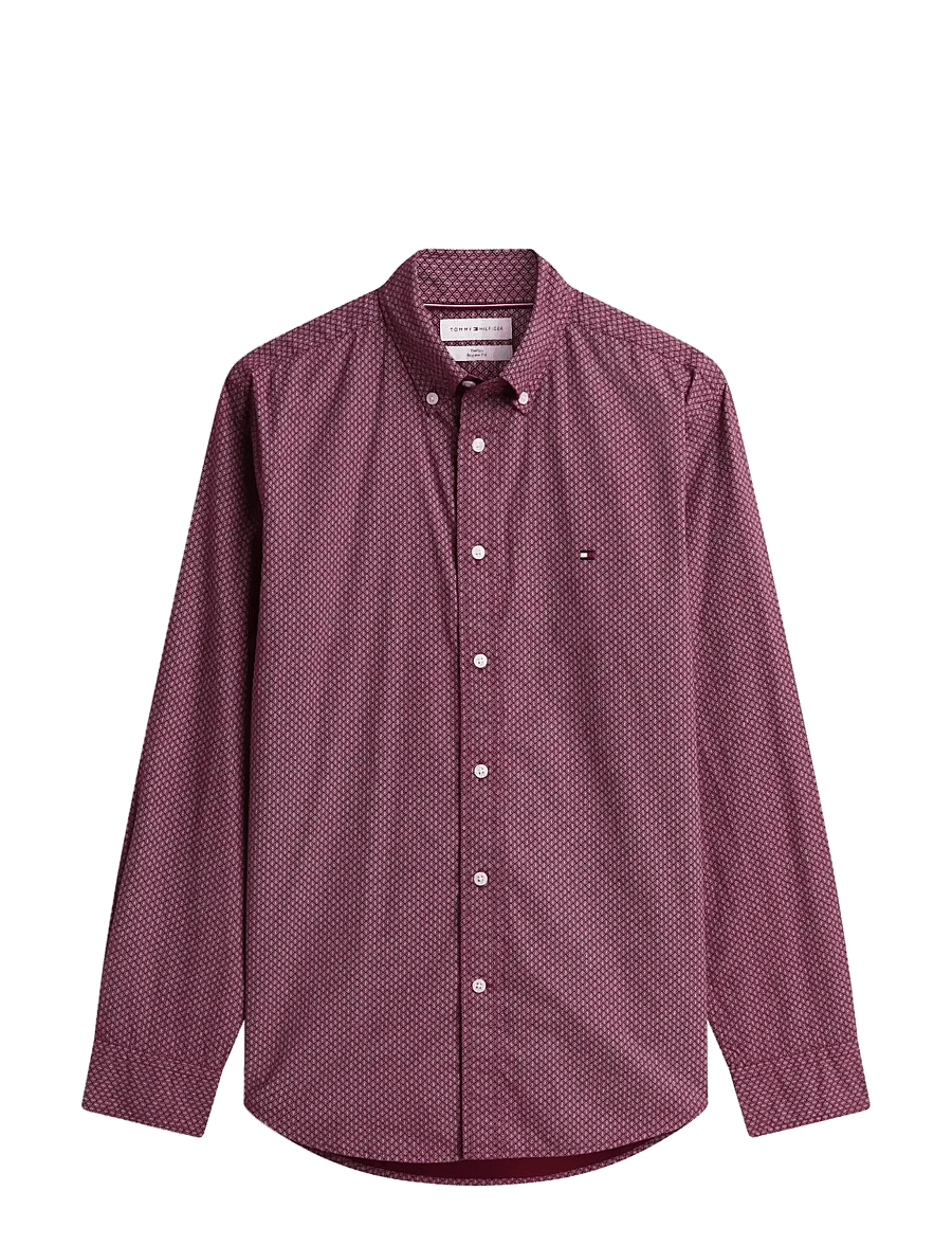 Tommy Hilfiger - FLEX POPLIN GEO PRINT RF SHIRT - burgundy allover - 1