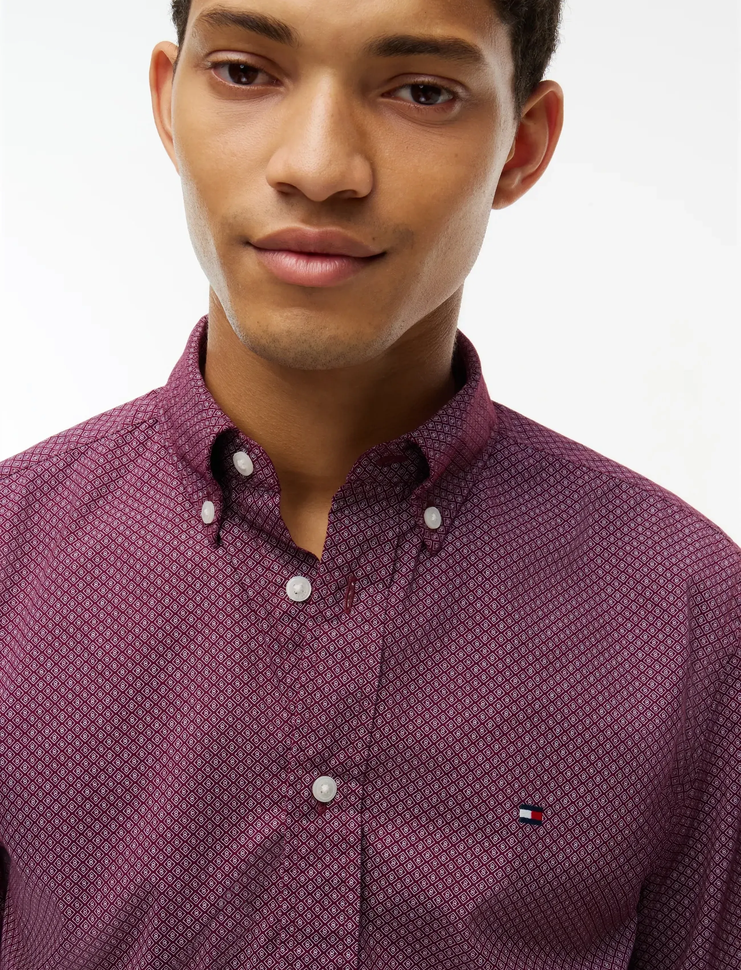 Tommy Hilfiger - FLEX POPLIN GEO PRINT RF SHIRT - burgundy   allover - 3
