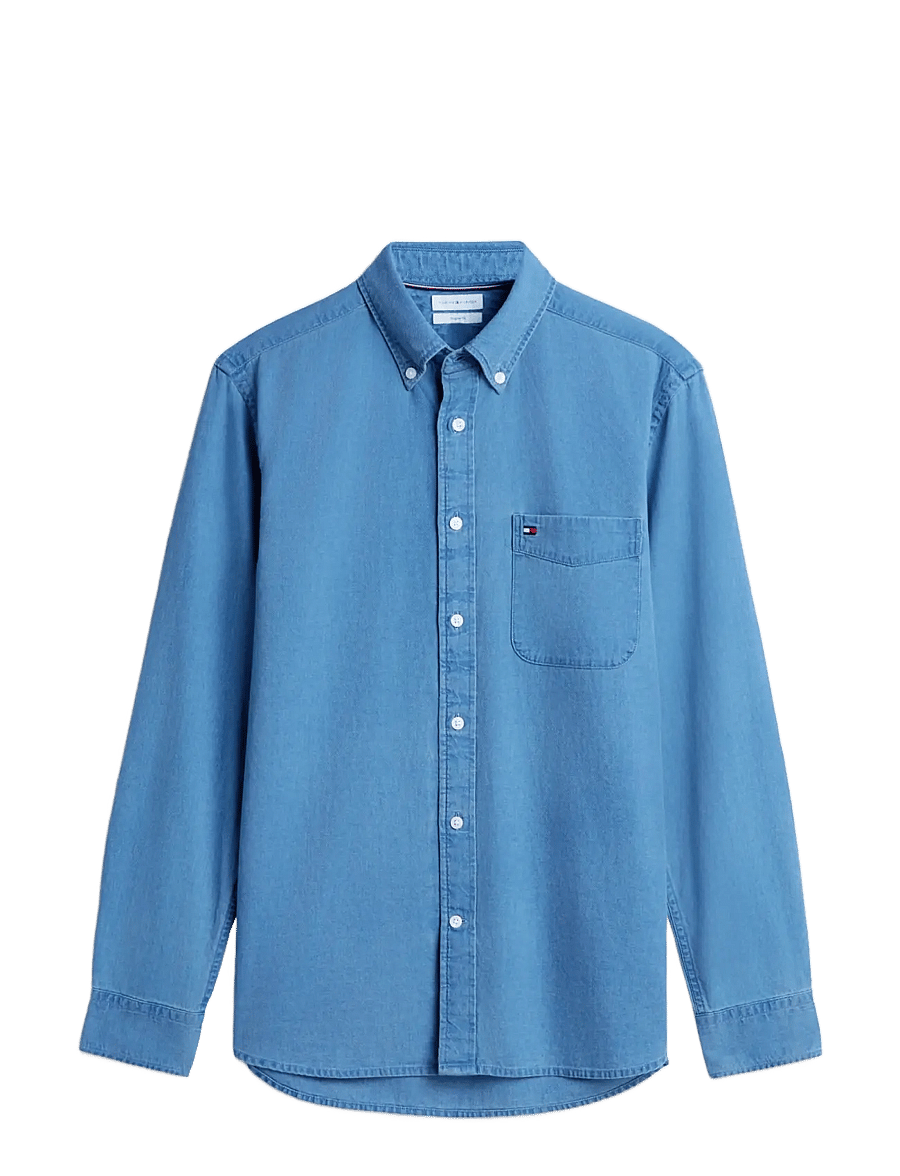 Tommy Hilfiger - INDIGO DOBBY RF SHIRT - casual skjorter - mid indigo blue - 0