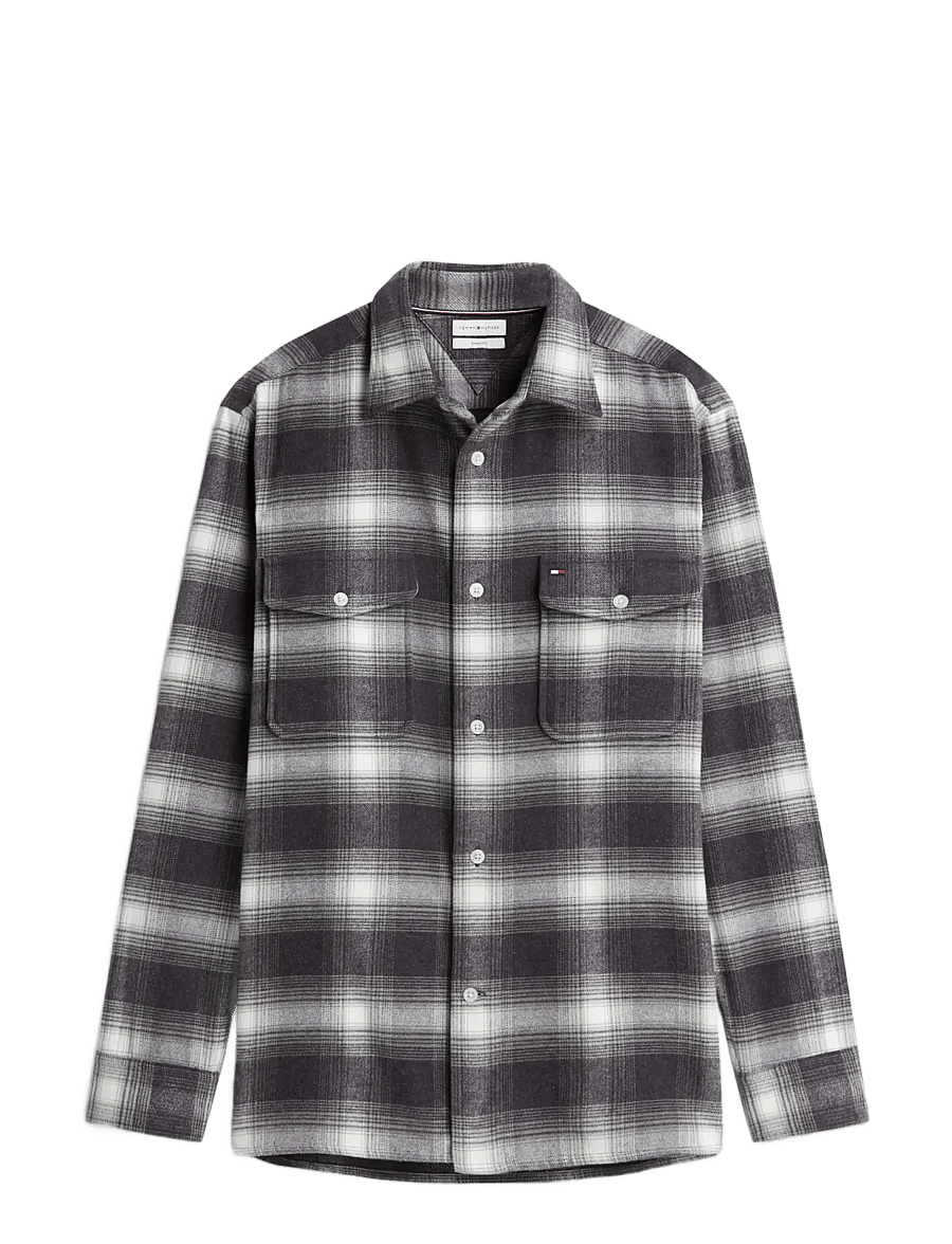 Tommy Hilfiger - FLANNEL CHECK OVERSHIRT - shoppa efter tillfälle - dark grey heather check - 1