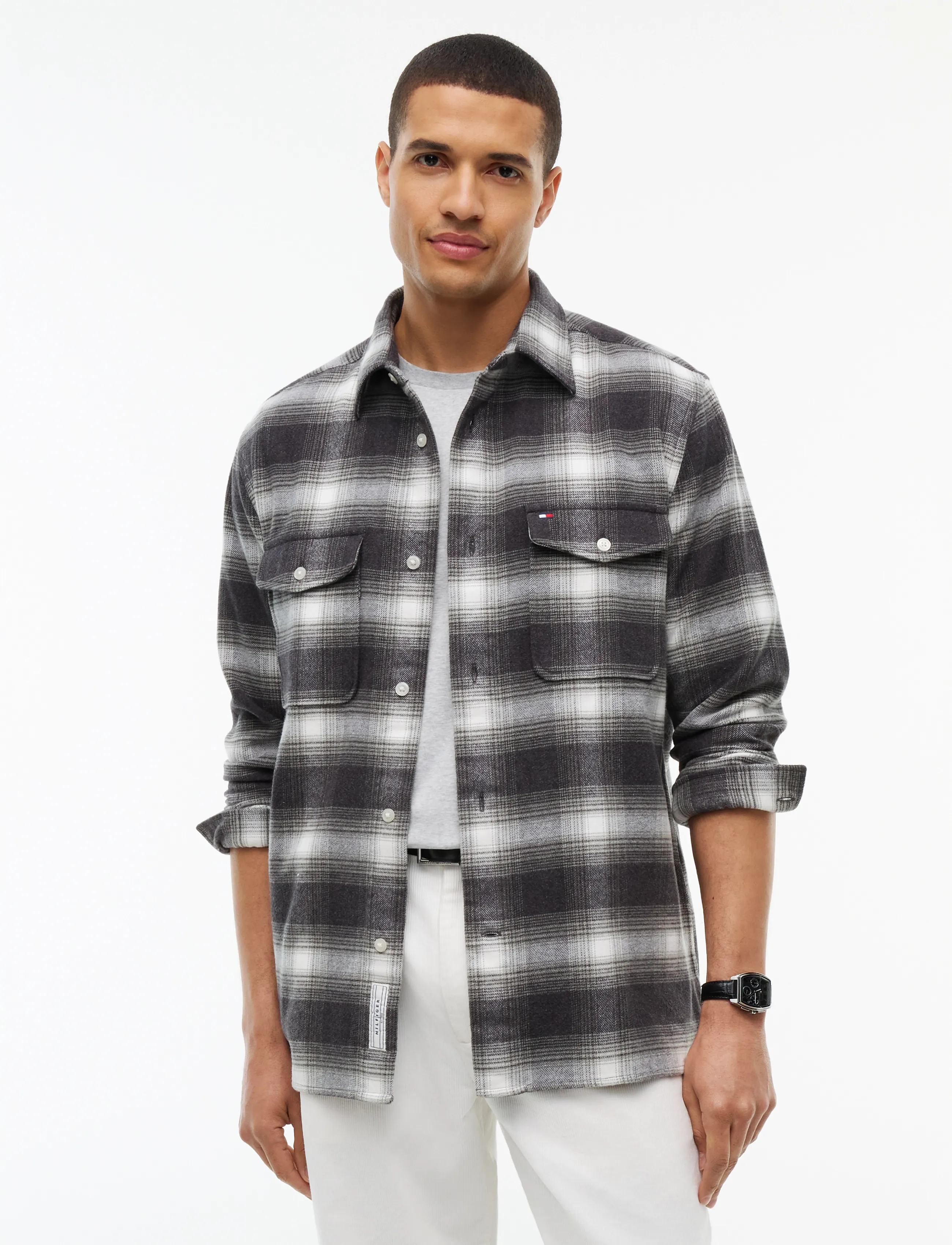 Tommy Hilfiger FLANNEL CHECK OVERSHIRT - Achetez par style - DARK GREY HEATHER   CHECK / grey