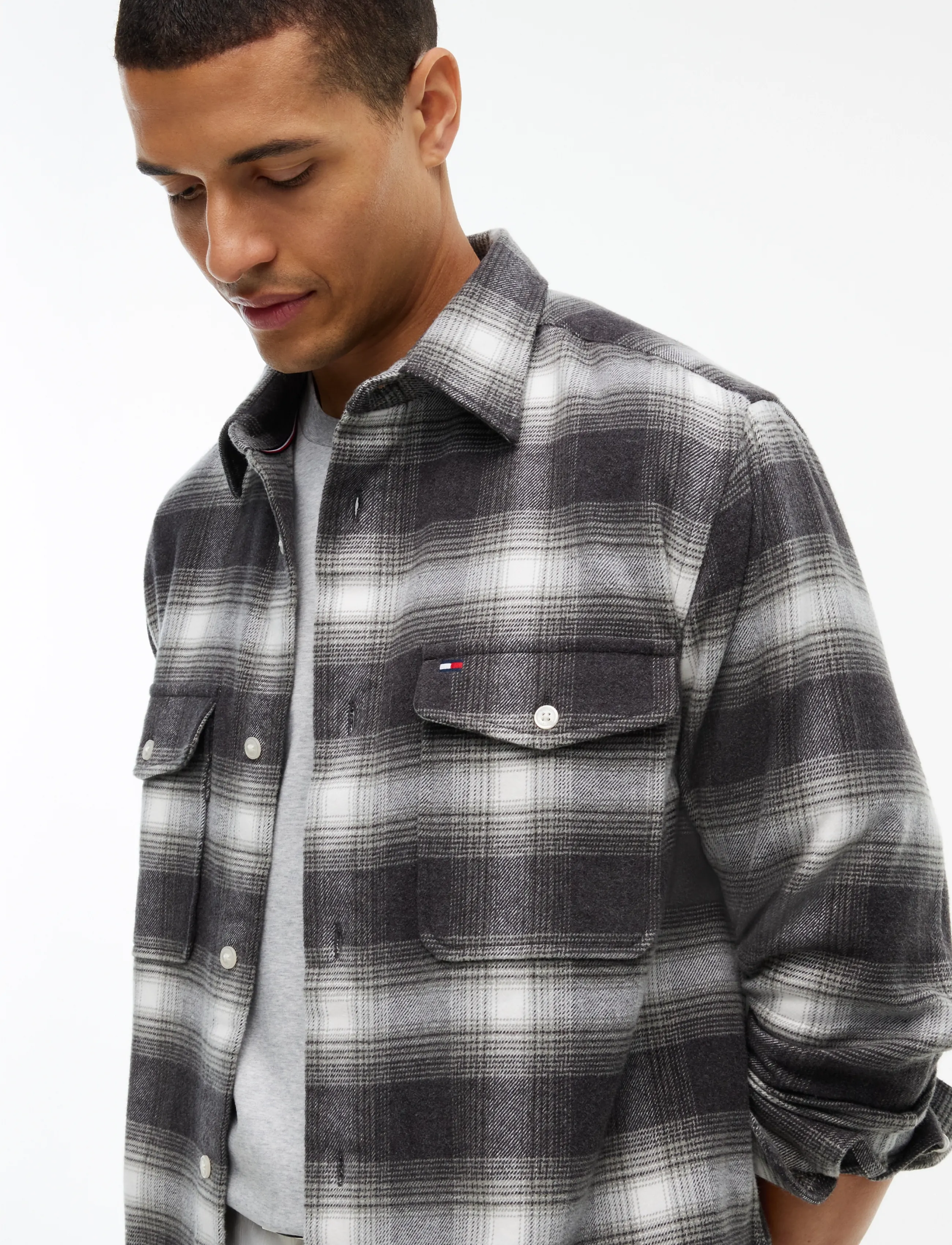 Tommy Hilfiger - FLANNEL CHECK OVERSHIRT - shoppa efter tillfälle - dark grey heather   check - 3