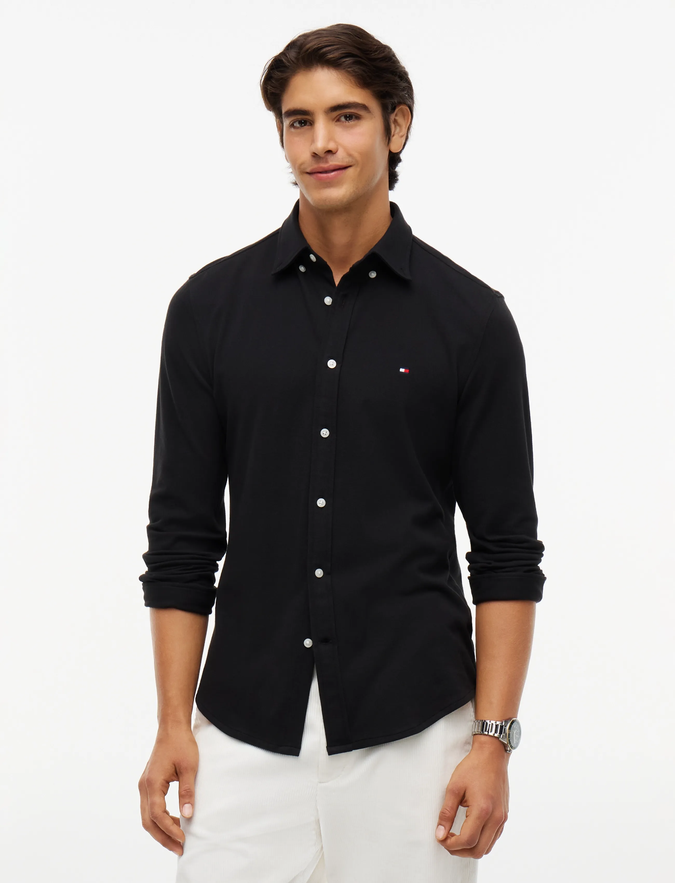 Tommy Hilfiger KNITTED SHIRT SF - Kleidung - BLACK / black